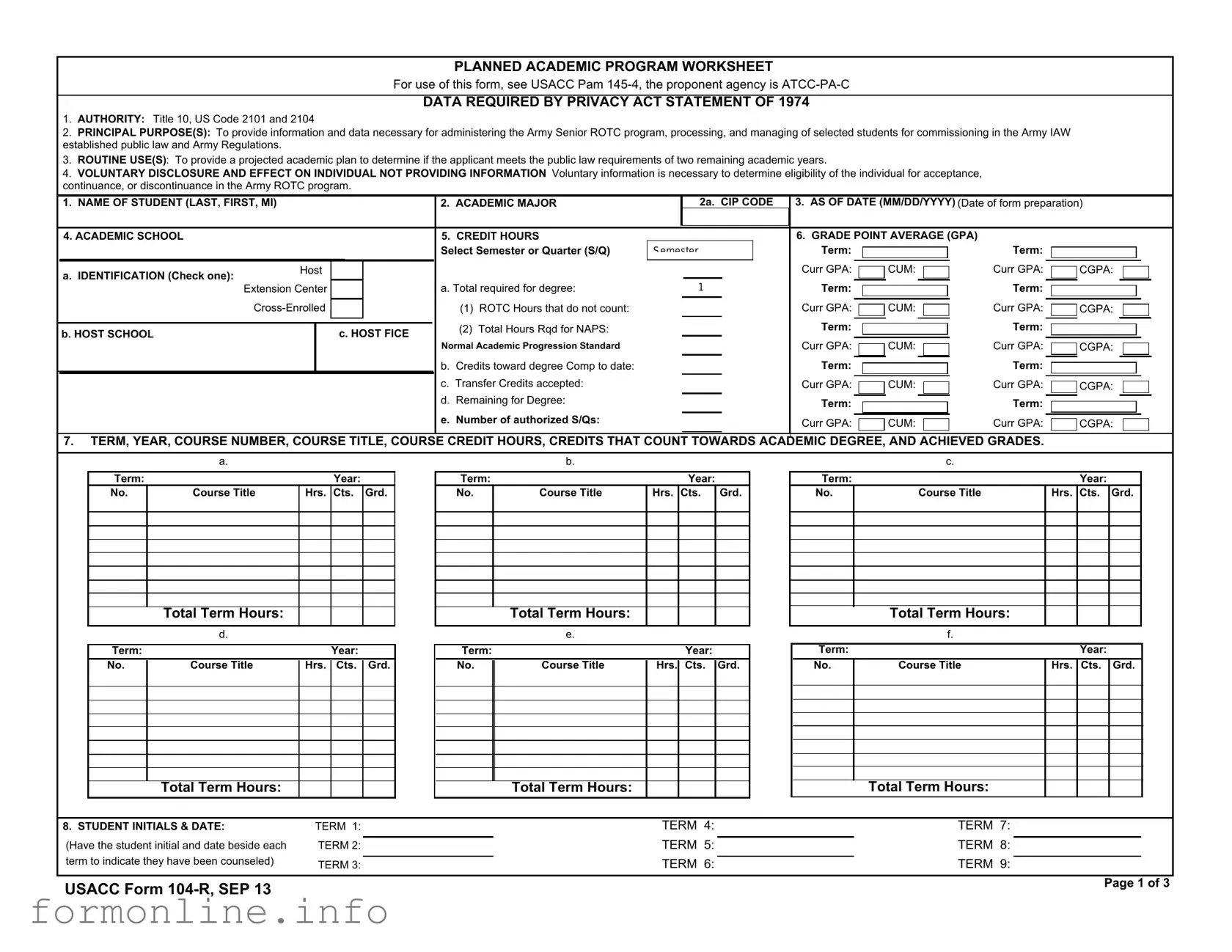 Fill Out a Valid 104 R Form