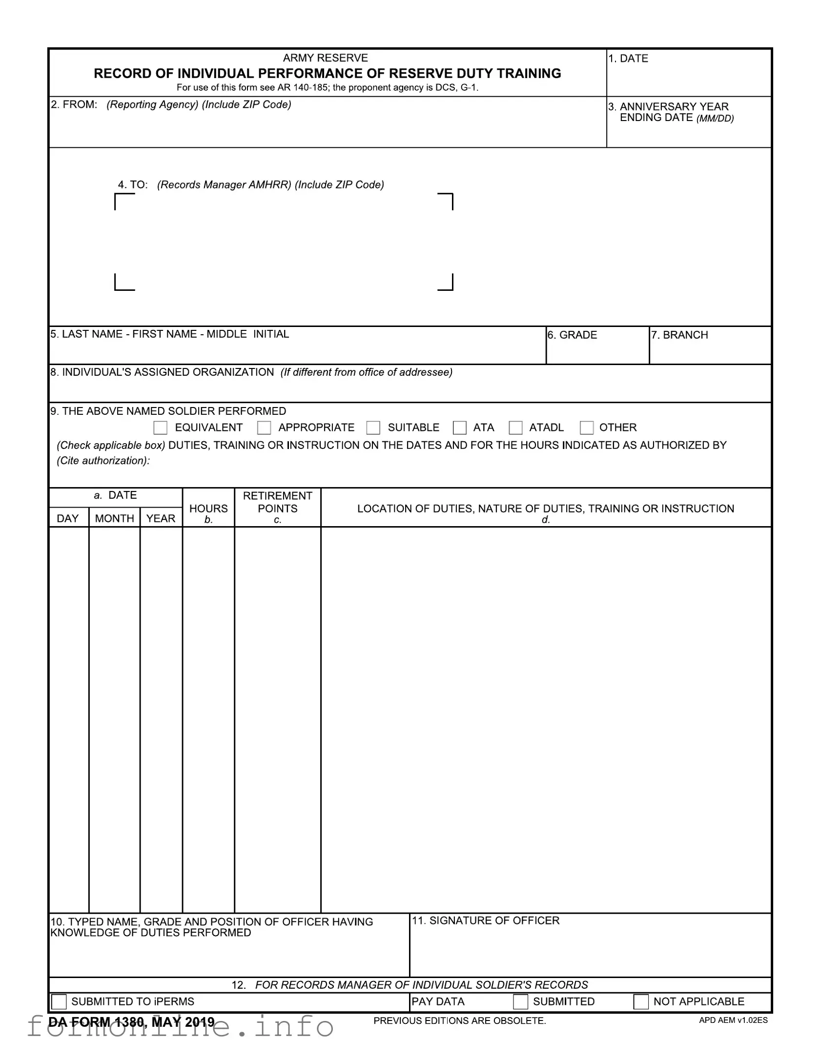 Fill Out a Valid Da 1380 Form