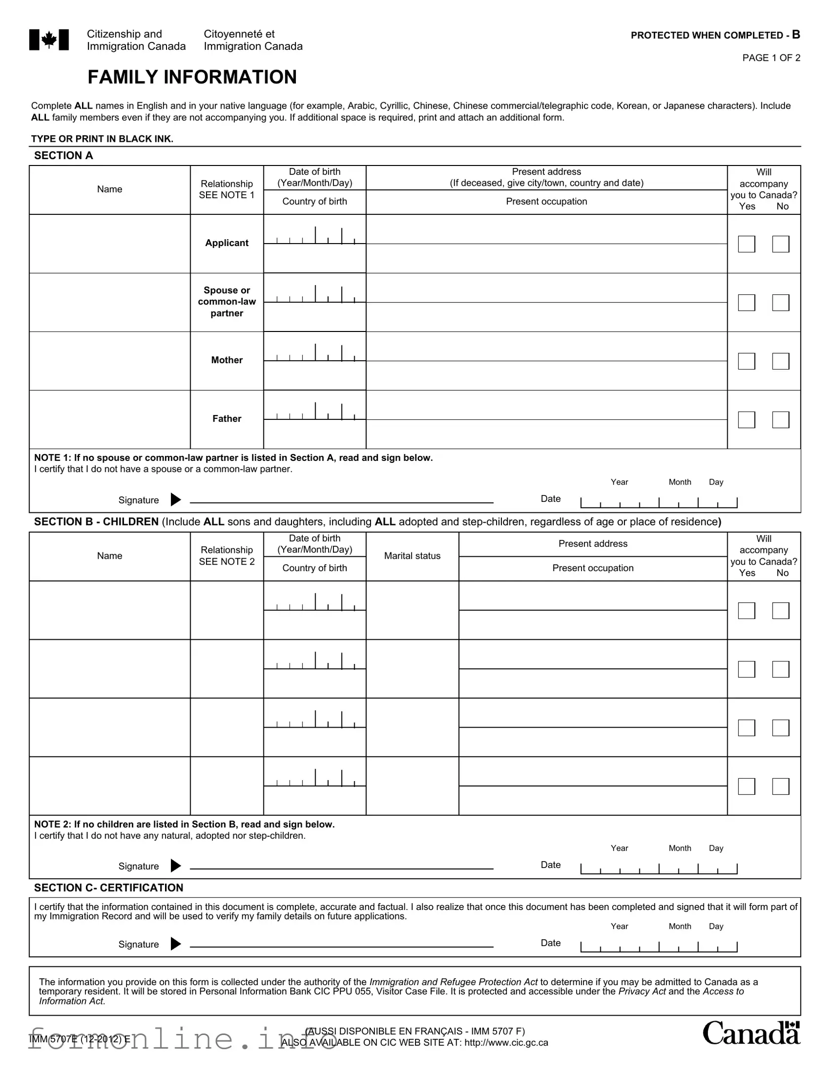 Fill Out a Valid Imm5707 Form