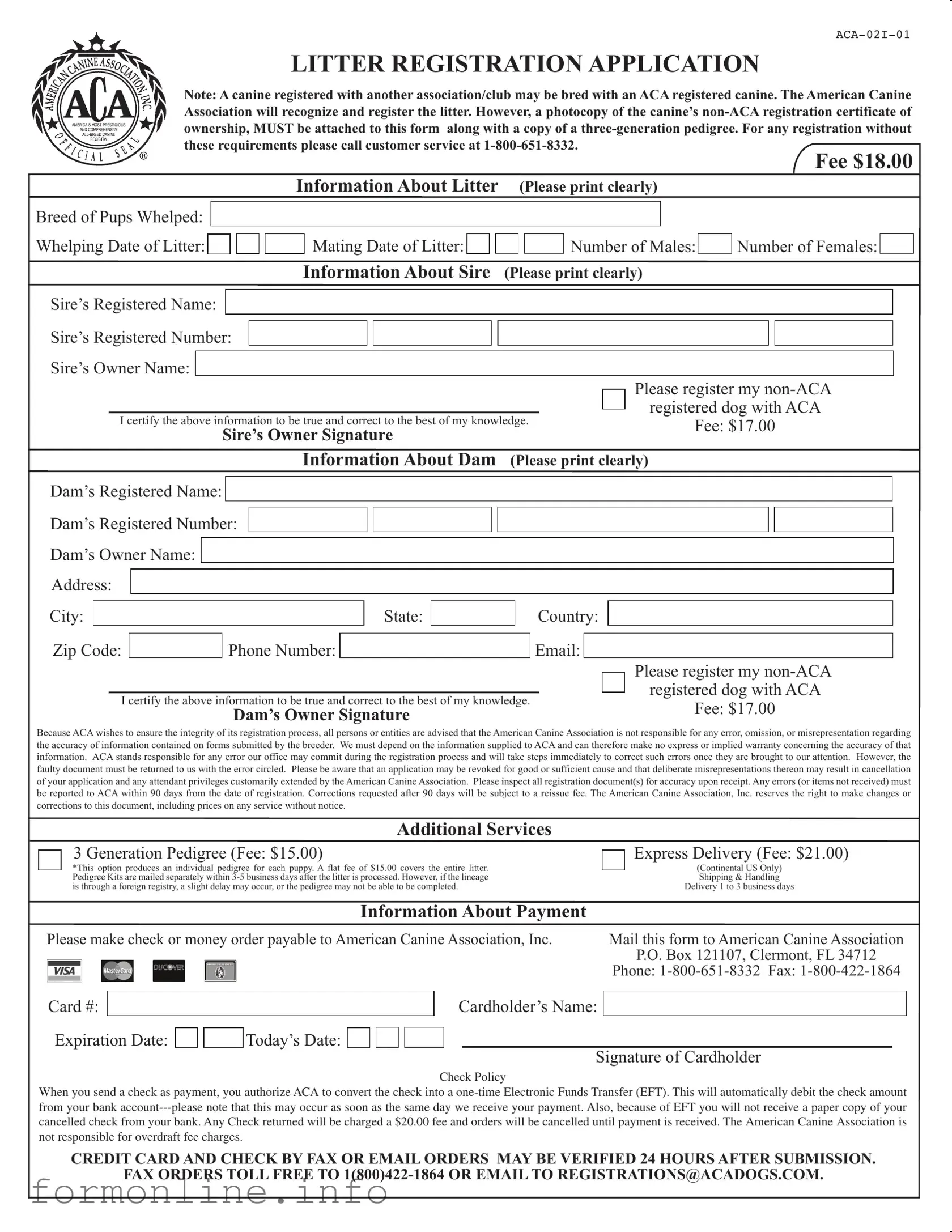 Fill Out a Valid Aca Litter Registration Form