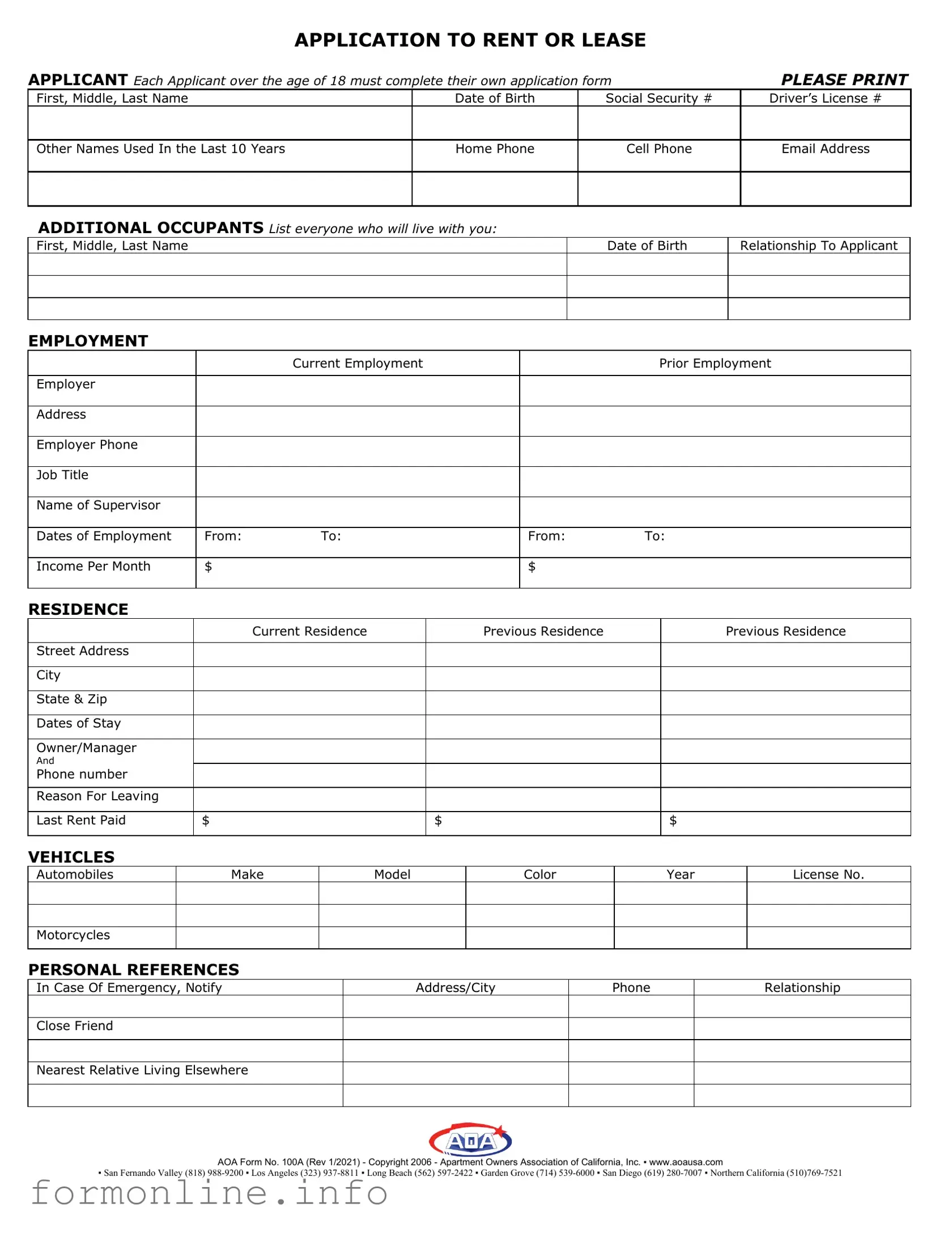 Fill Out a Valid Aoa 100A Form