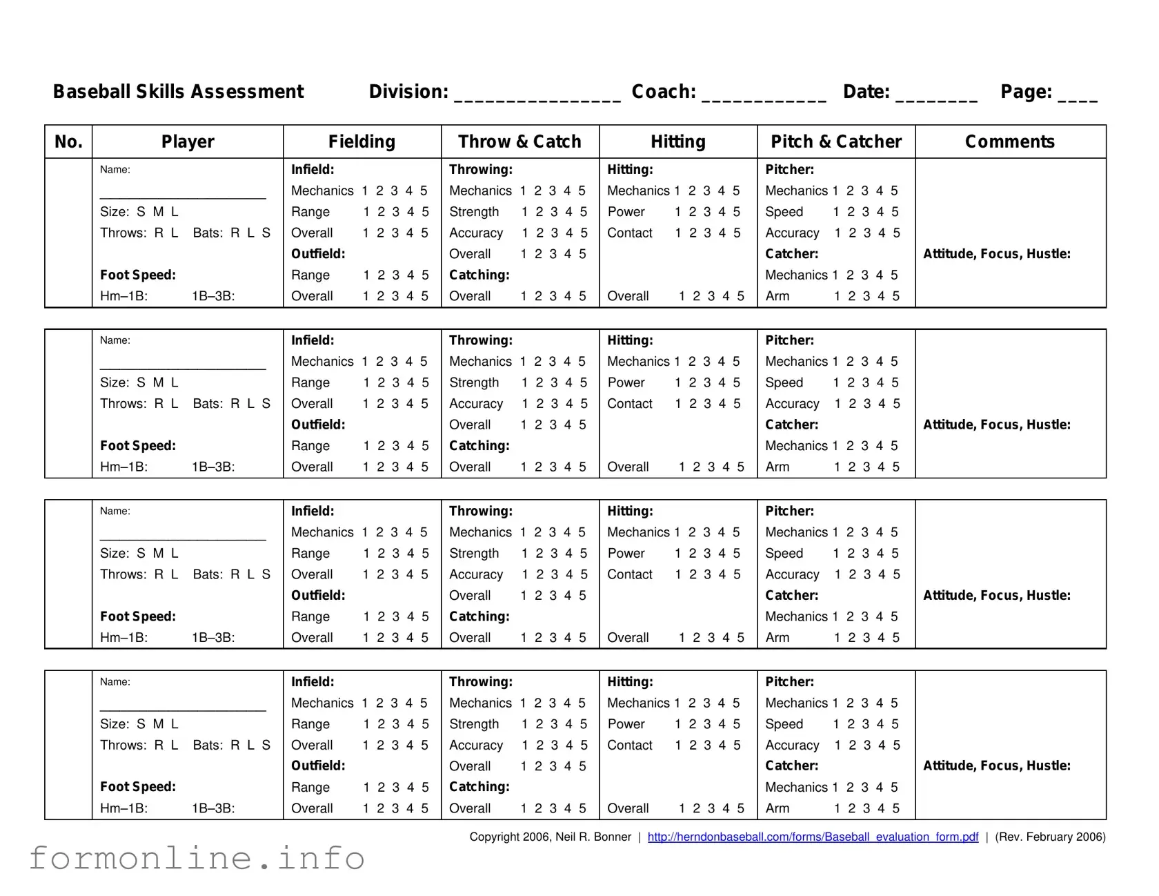 Fill Out a Valid Baseball Assessment Form