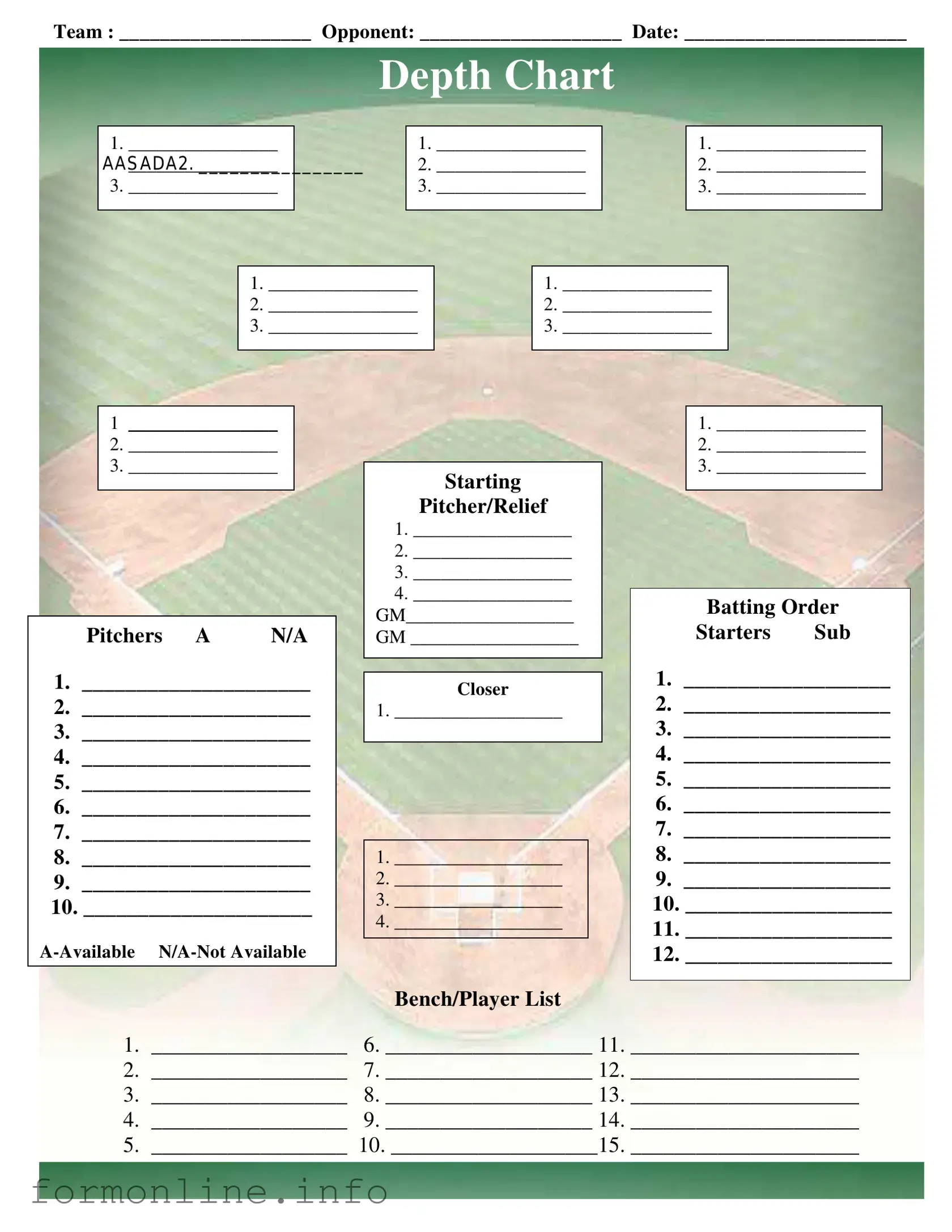 Fill Out a Valid Baseball Field Lineup Form