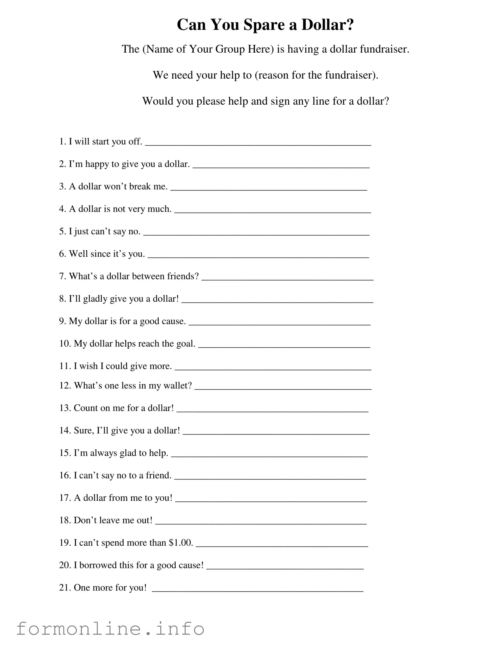 Fill Out a Valid Donated A Dollar Form