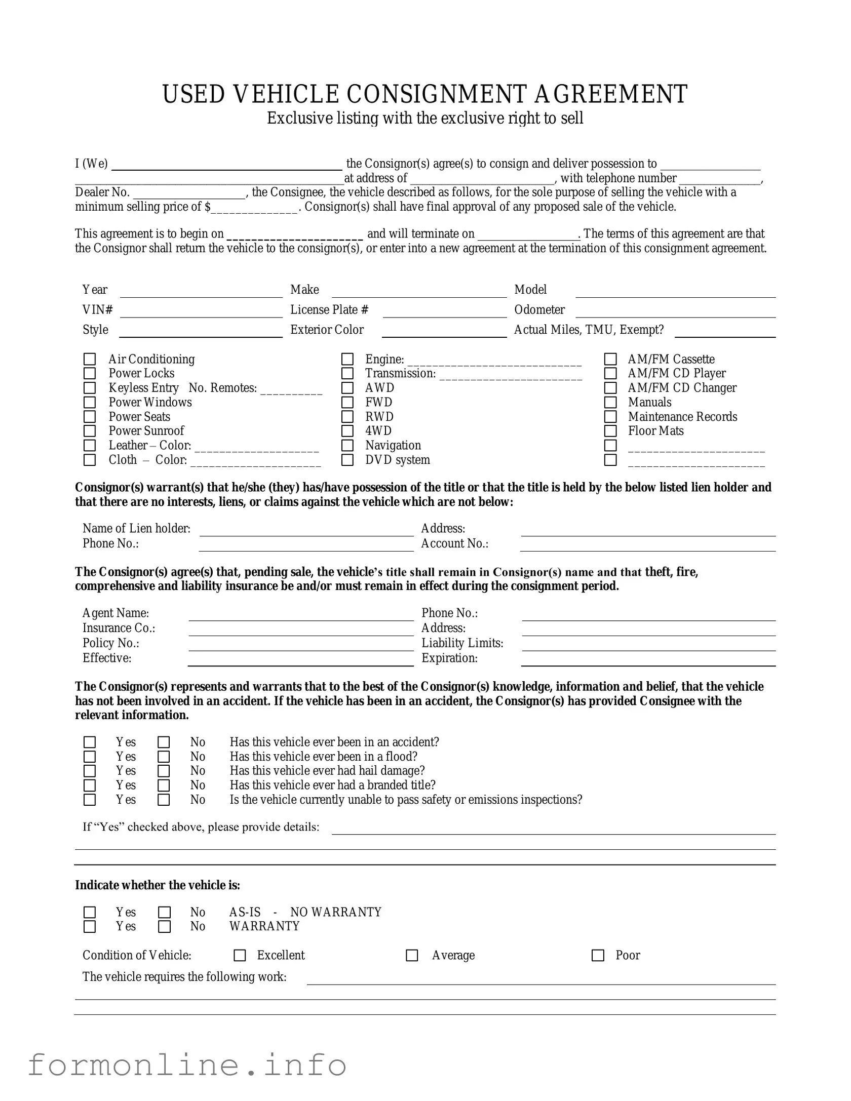 Fill Out a Valid Car Consignment Form
