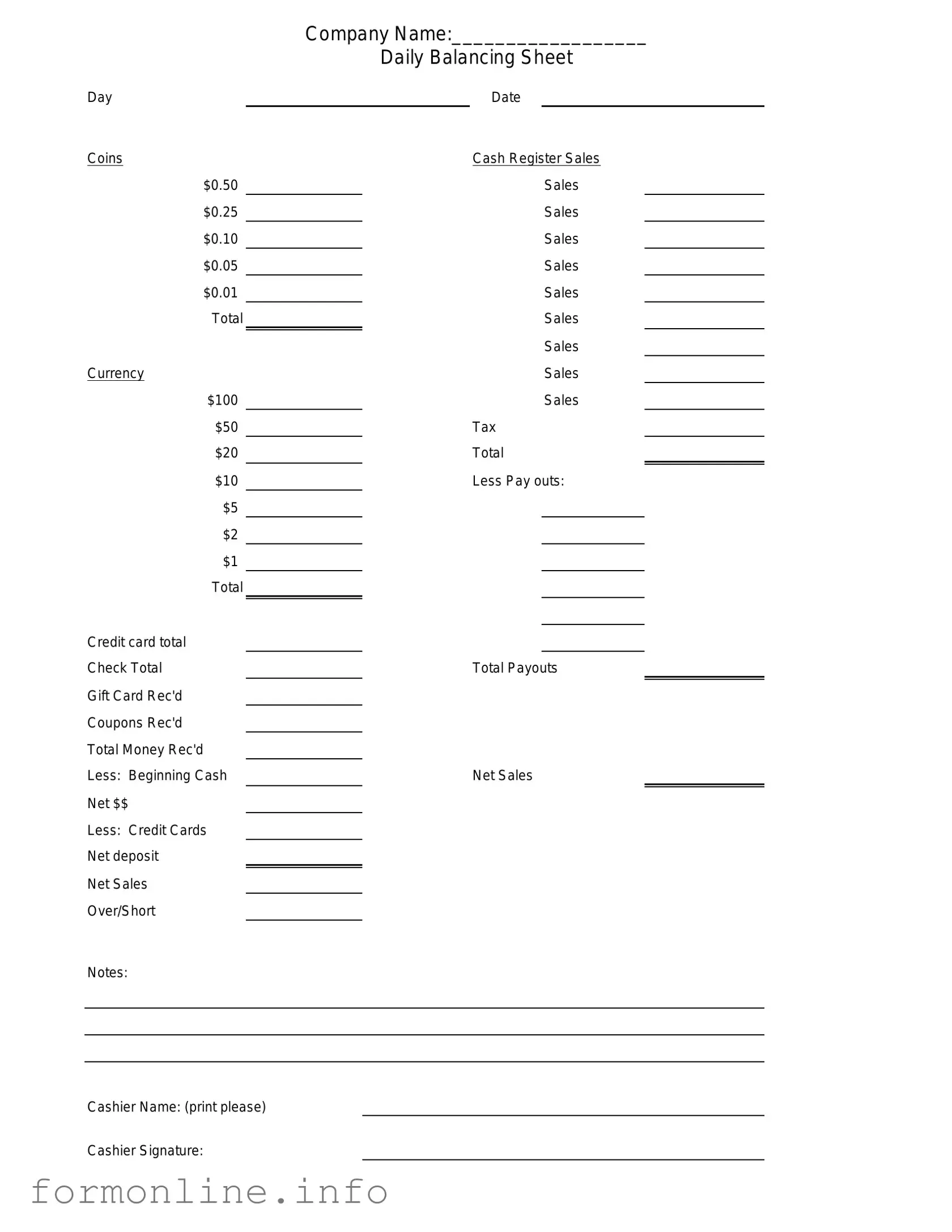 Fill Out a Valid Cash Drawer Count Sheet Form