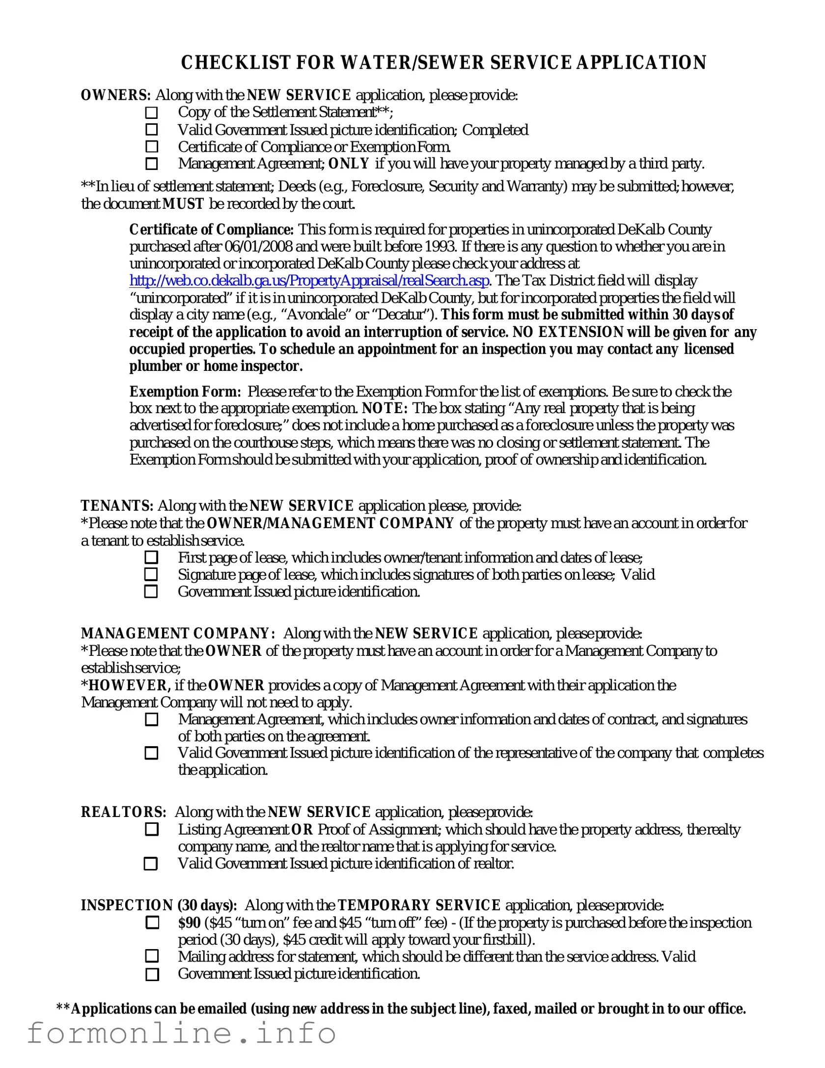 Fill Out a Valid Dekalb County Water Application Form