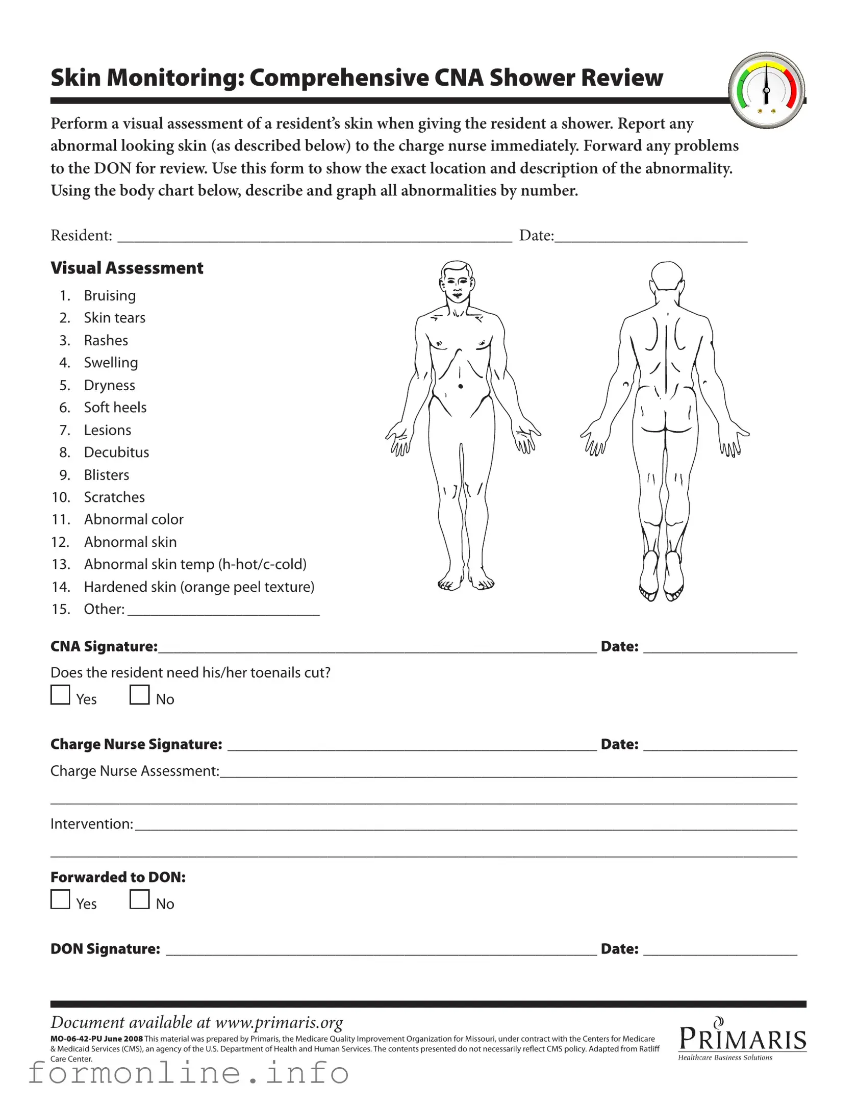 Fill Out a Valid Cna Shower Sheets Form