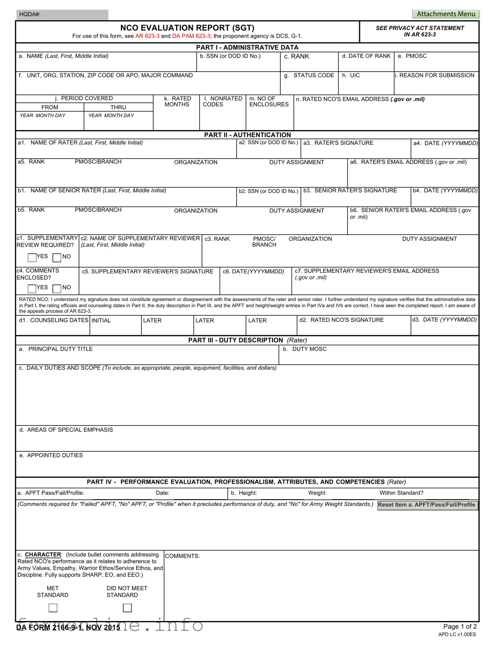 Fill Out a Valid Da 2166 9 1 Form
