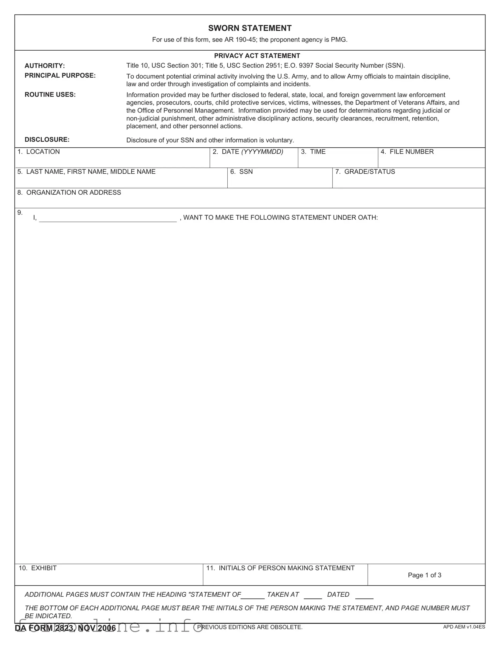 Fill Out a Valid Da 2823 Form