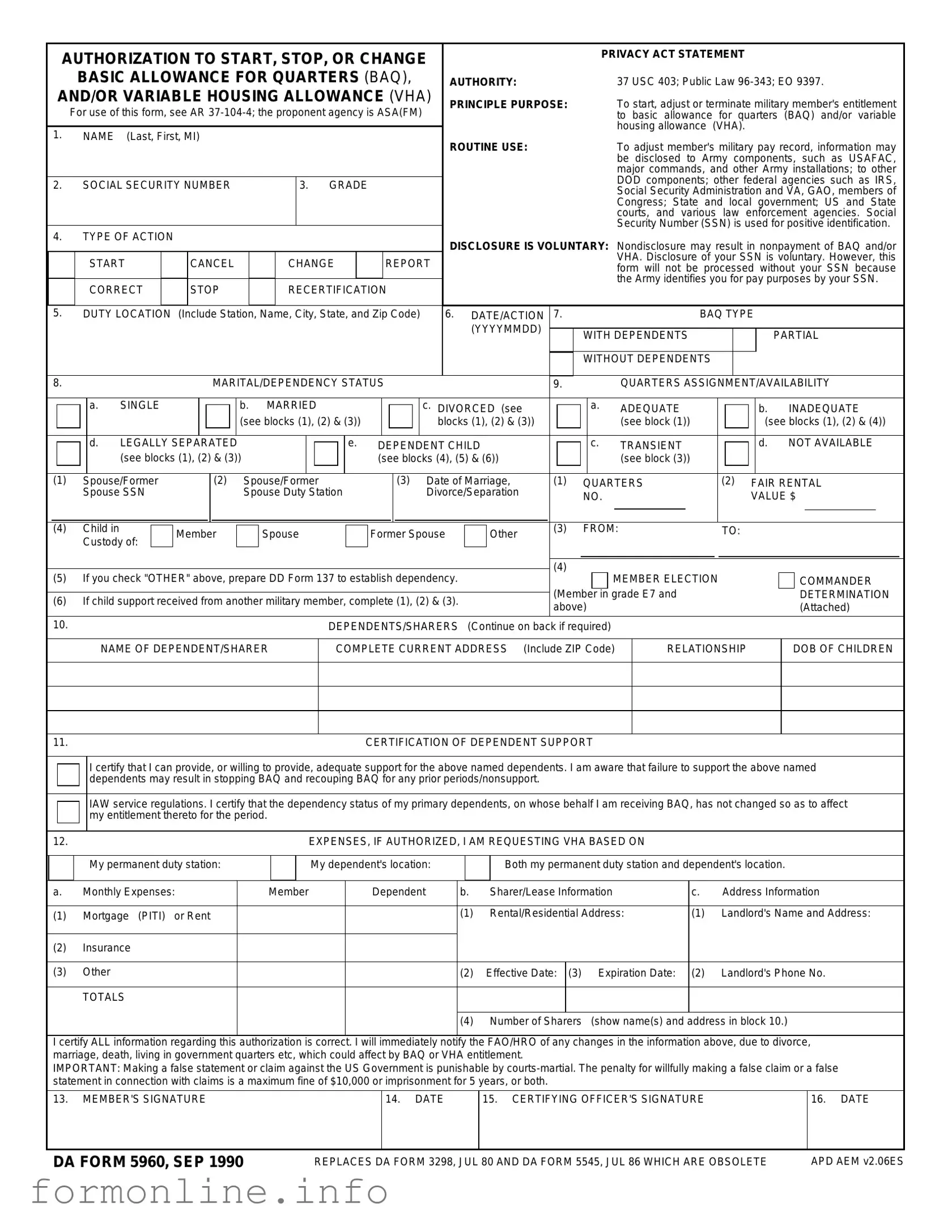 Fill Out a Valid DA 5960 Form