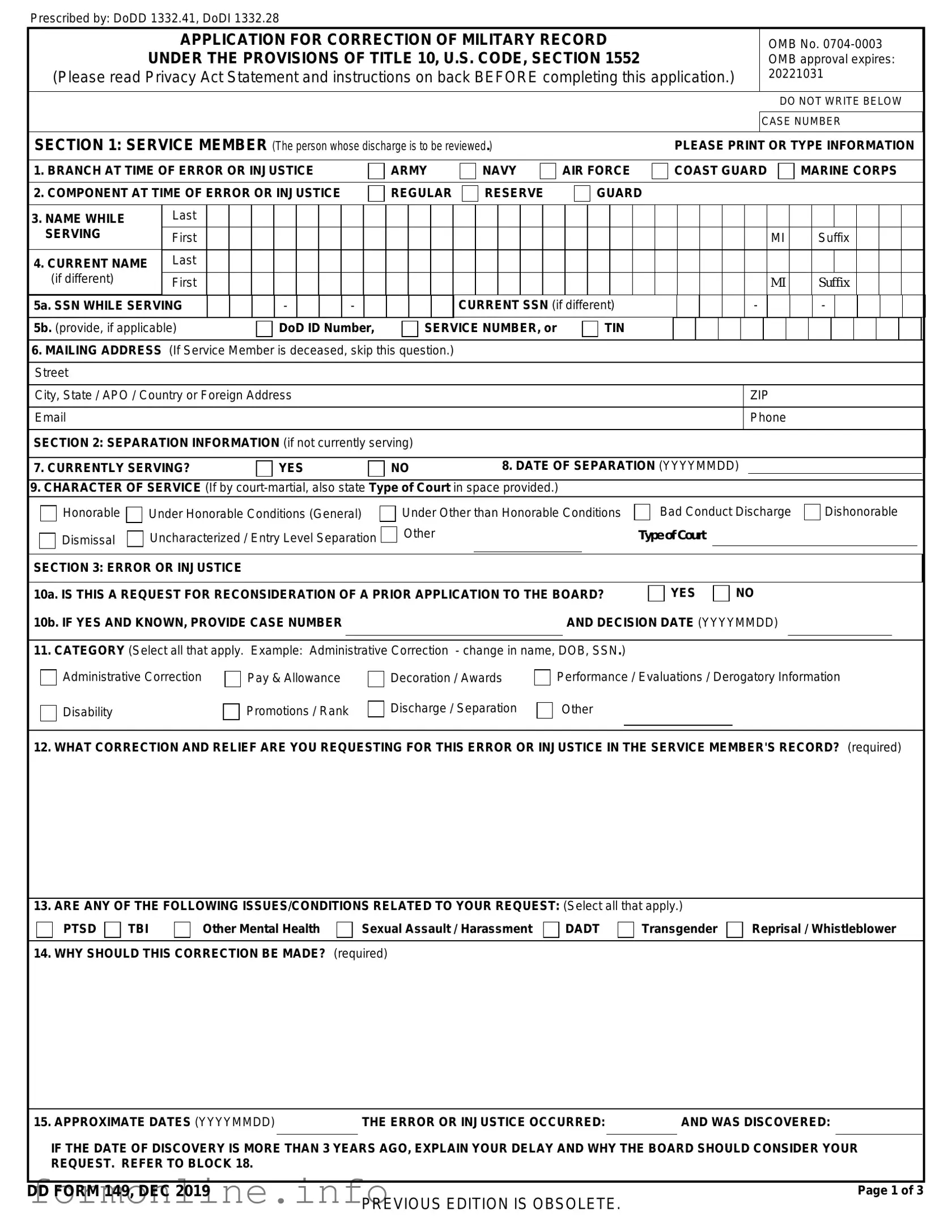 Fill Out a Valid DD 149 Form