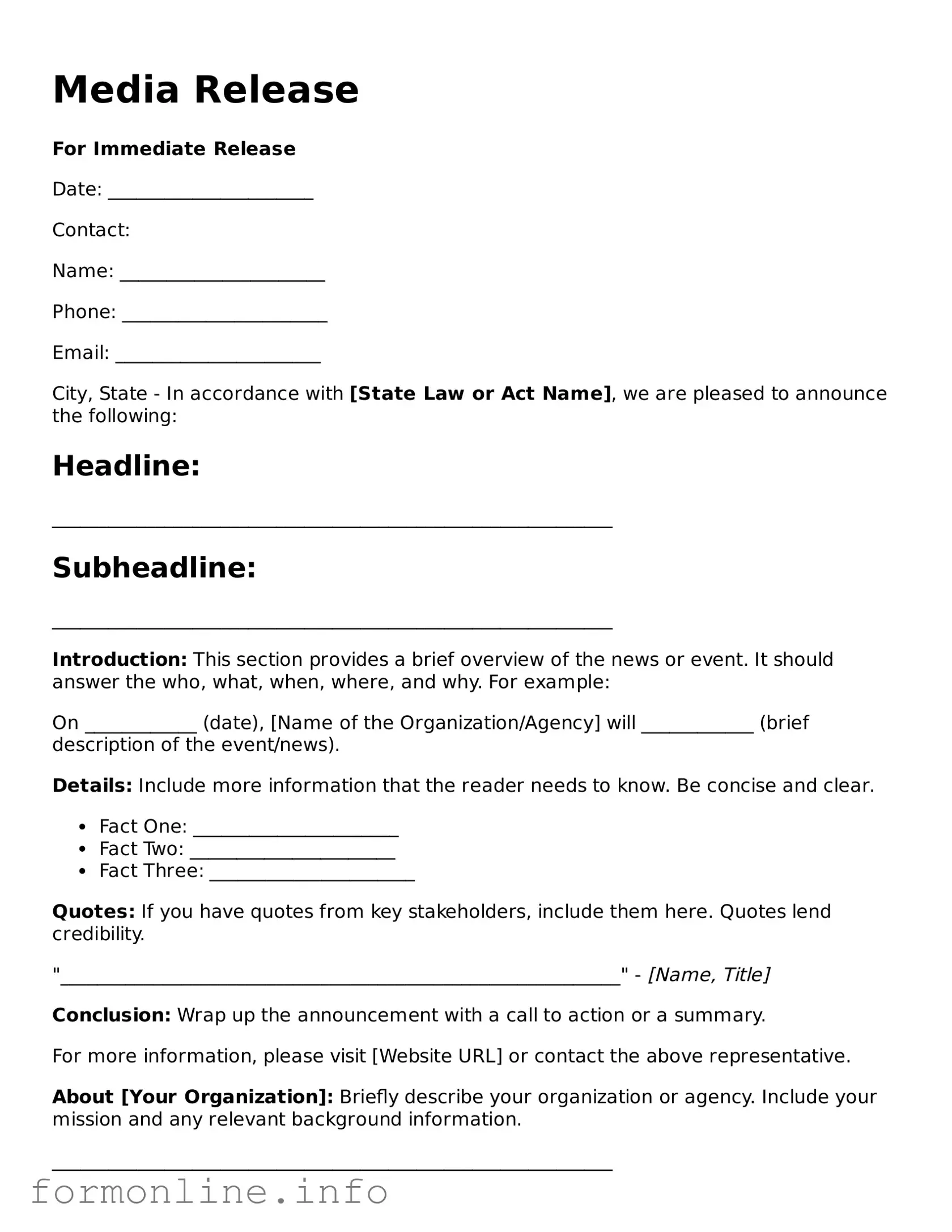 Printable Media Release Form