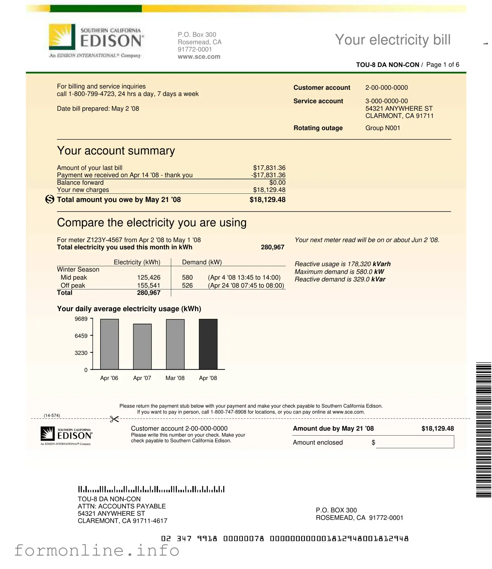 Fill Out a Valid Edison Electricity Bill Form