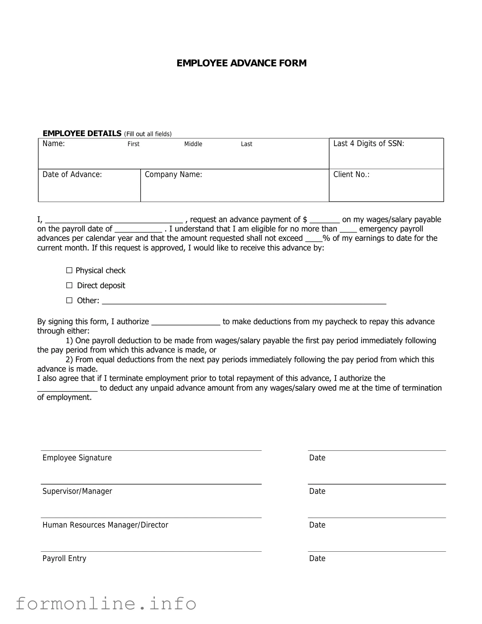 Fill Out a Valid Employee Advance Form