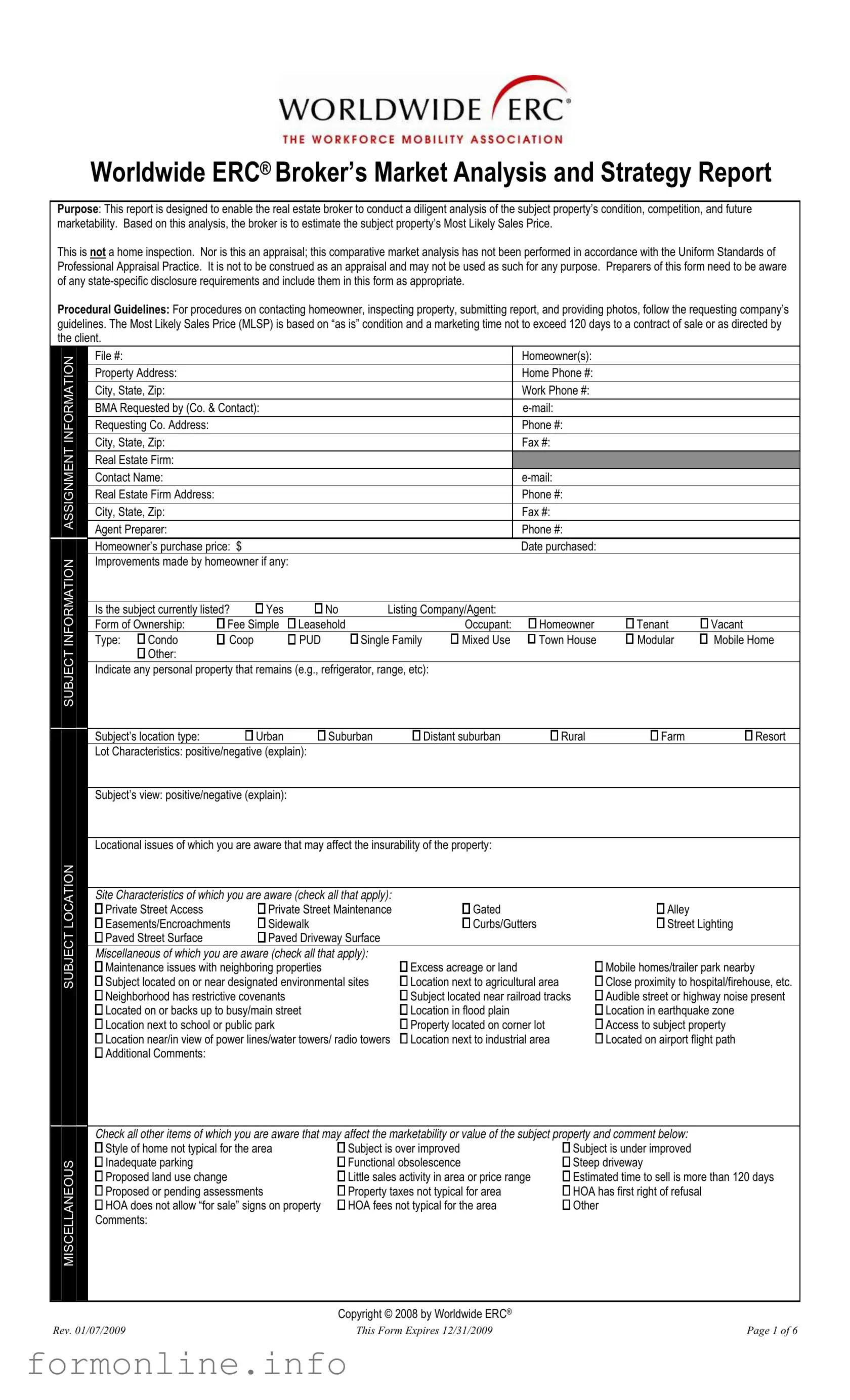 Fill Out a Valid Erc Broker Market Analysis Form