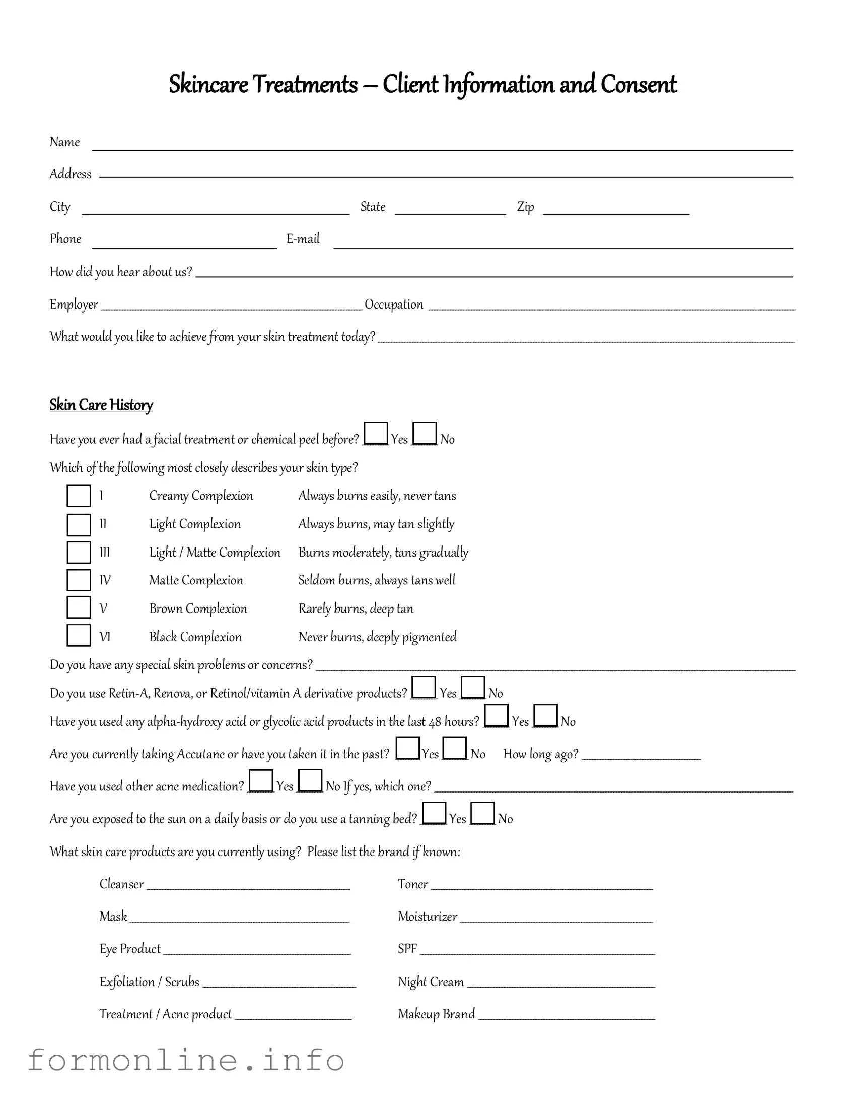 Fill Out a Valid Facial Consent Form
