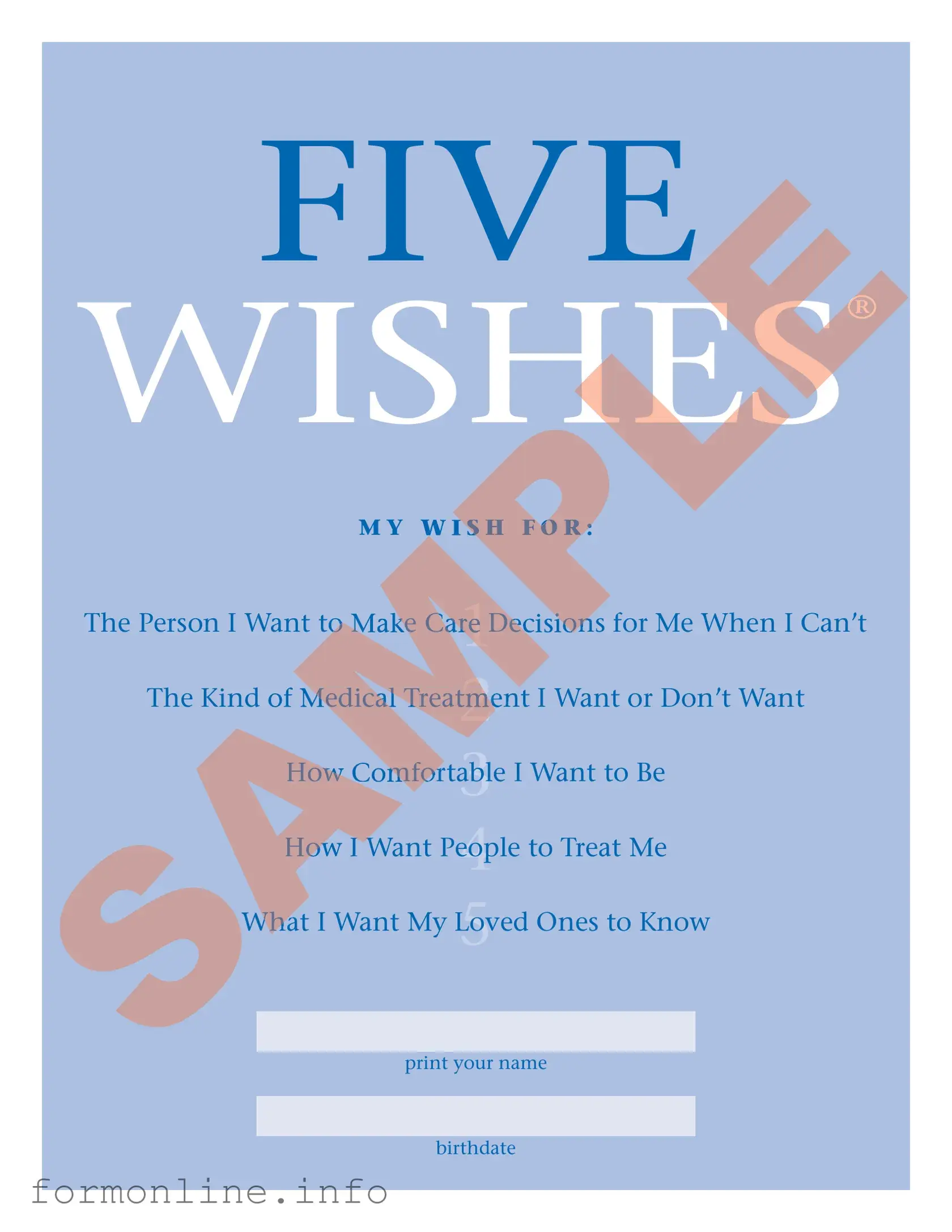 Fill Out a Valid 5 Wishes Document Form