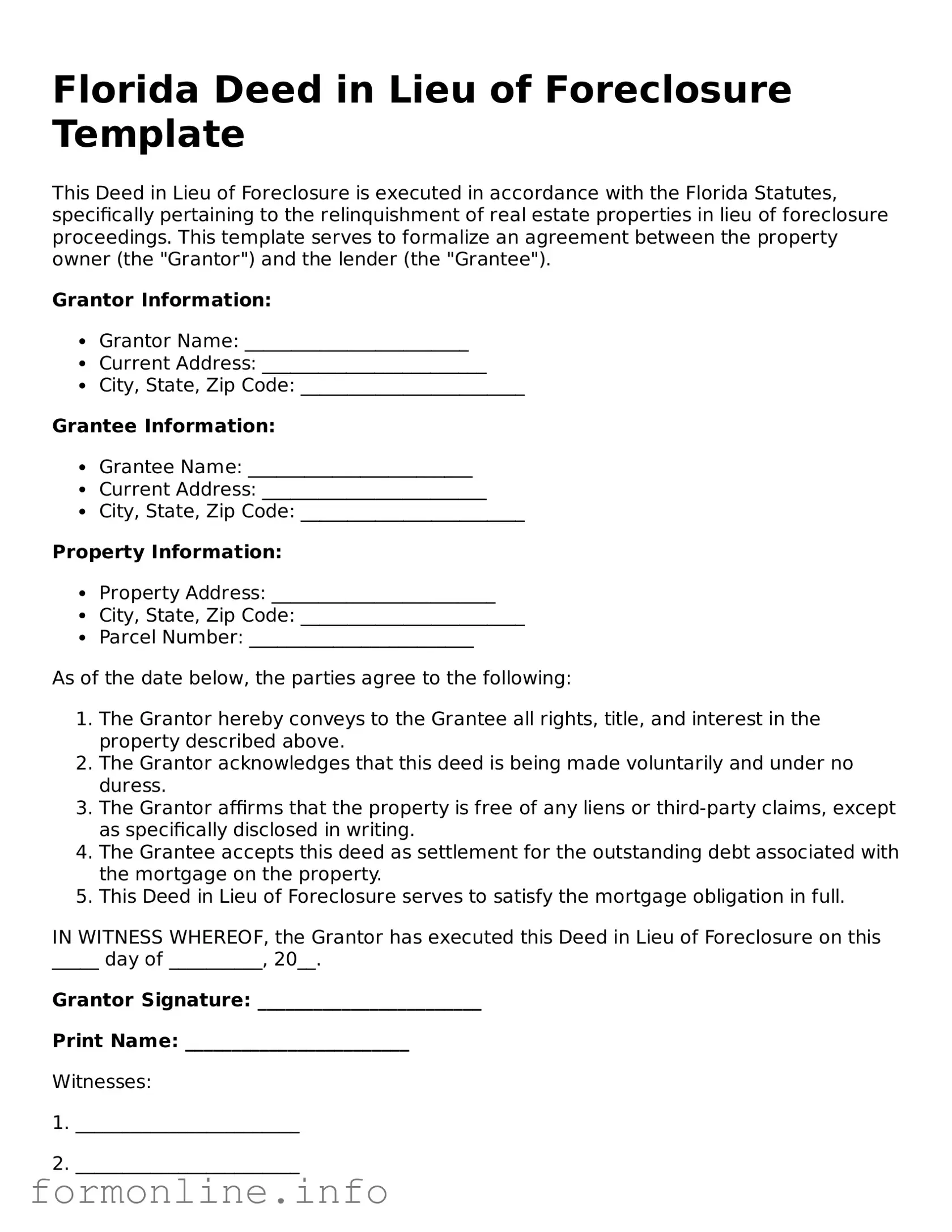 Free Deed Template for Florida State