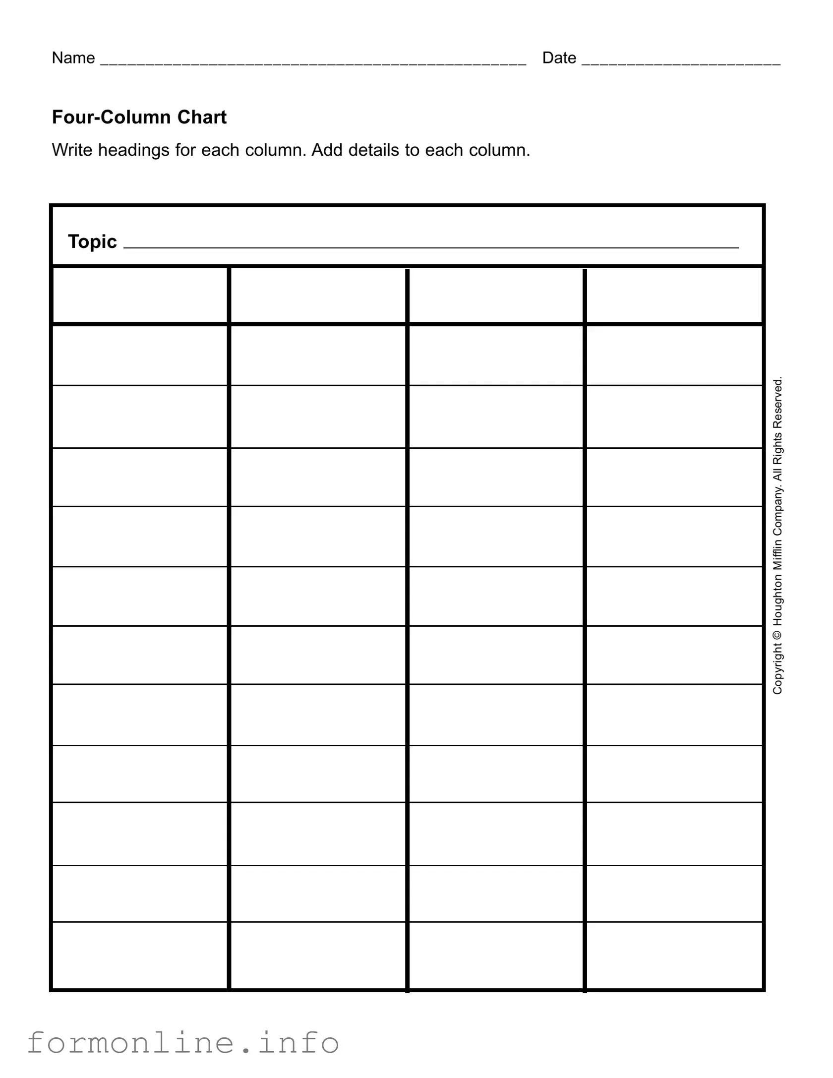 Fill Out a Valid Four Column Chart Form