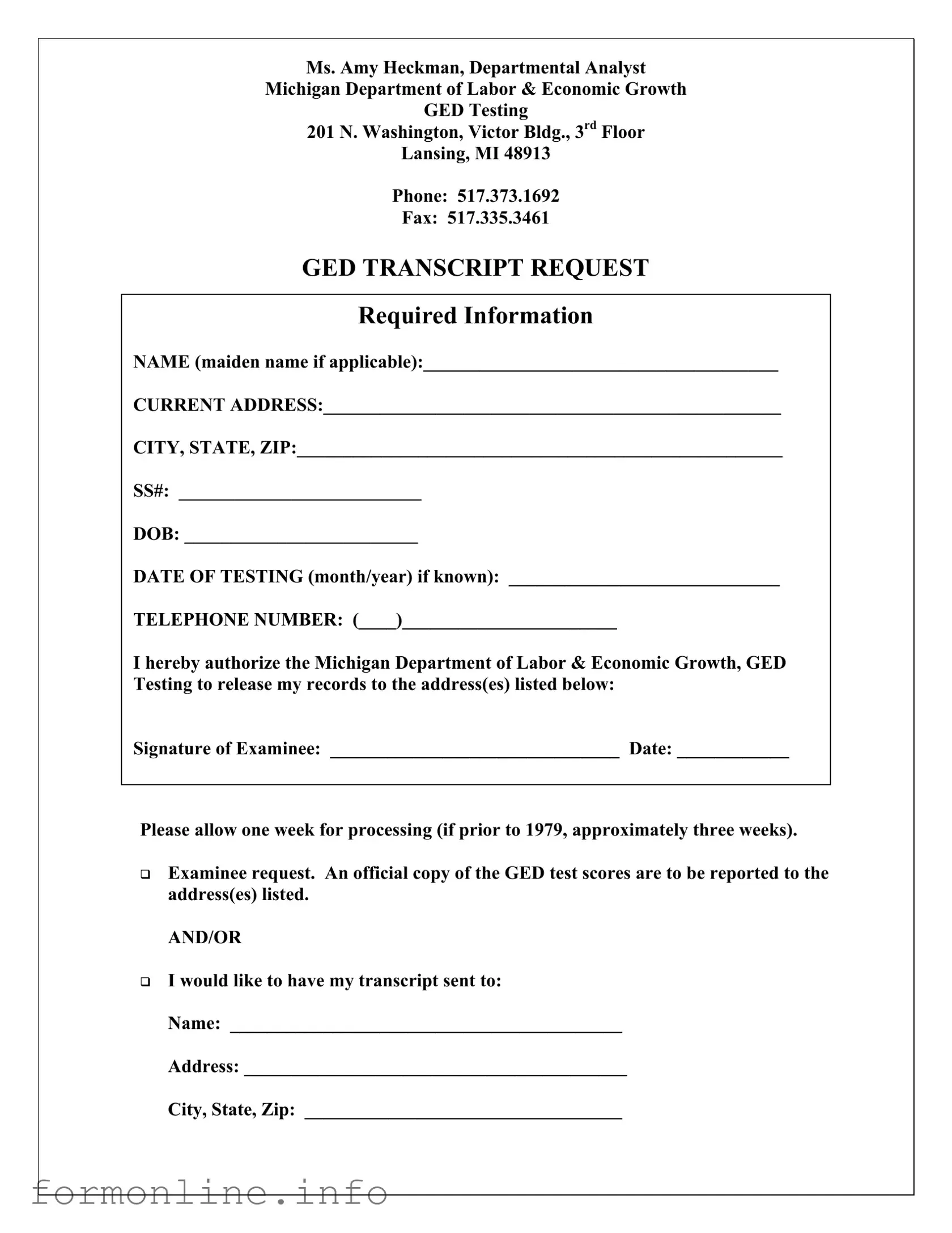 Fill Out a Valid Michigan Ged Transcript Request Form