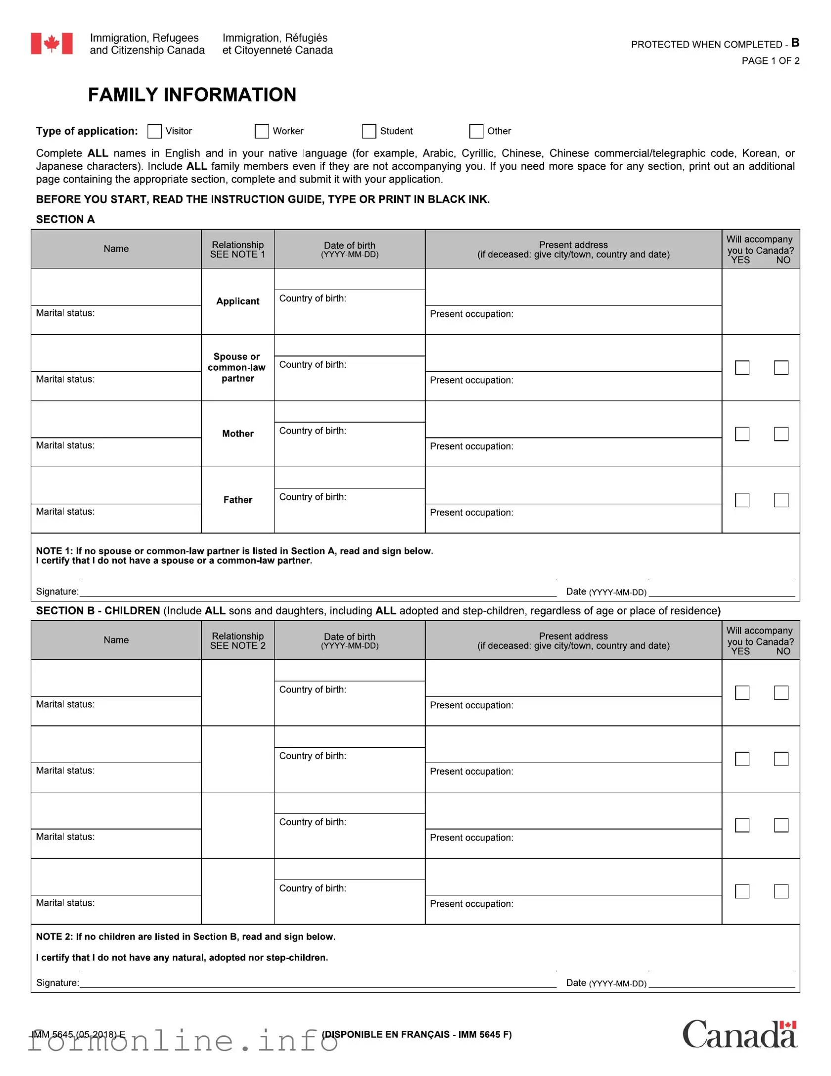 Fill Out a Valid Imm 5645 Form