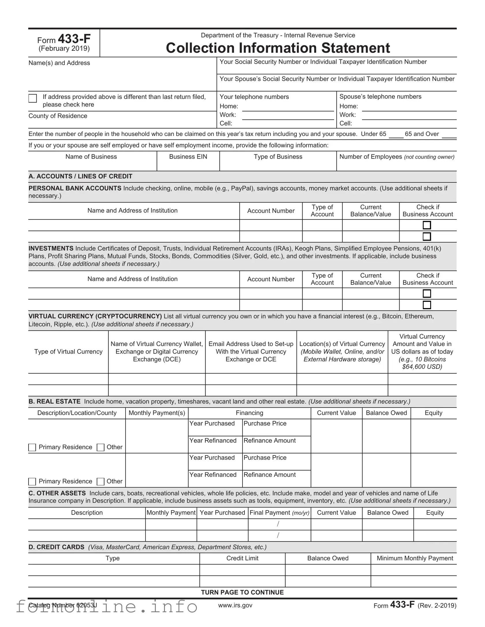 Fill Out a Valid IRS 433-F Form