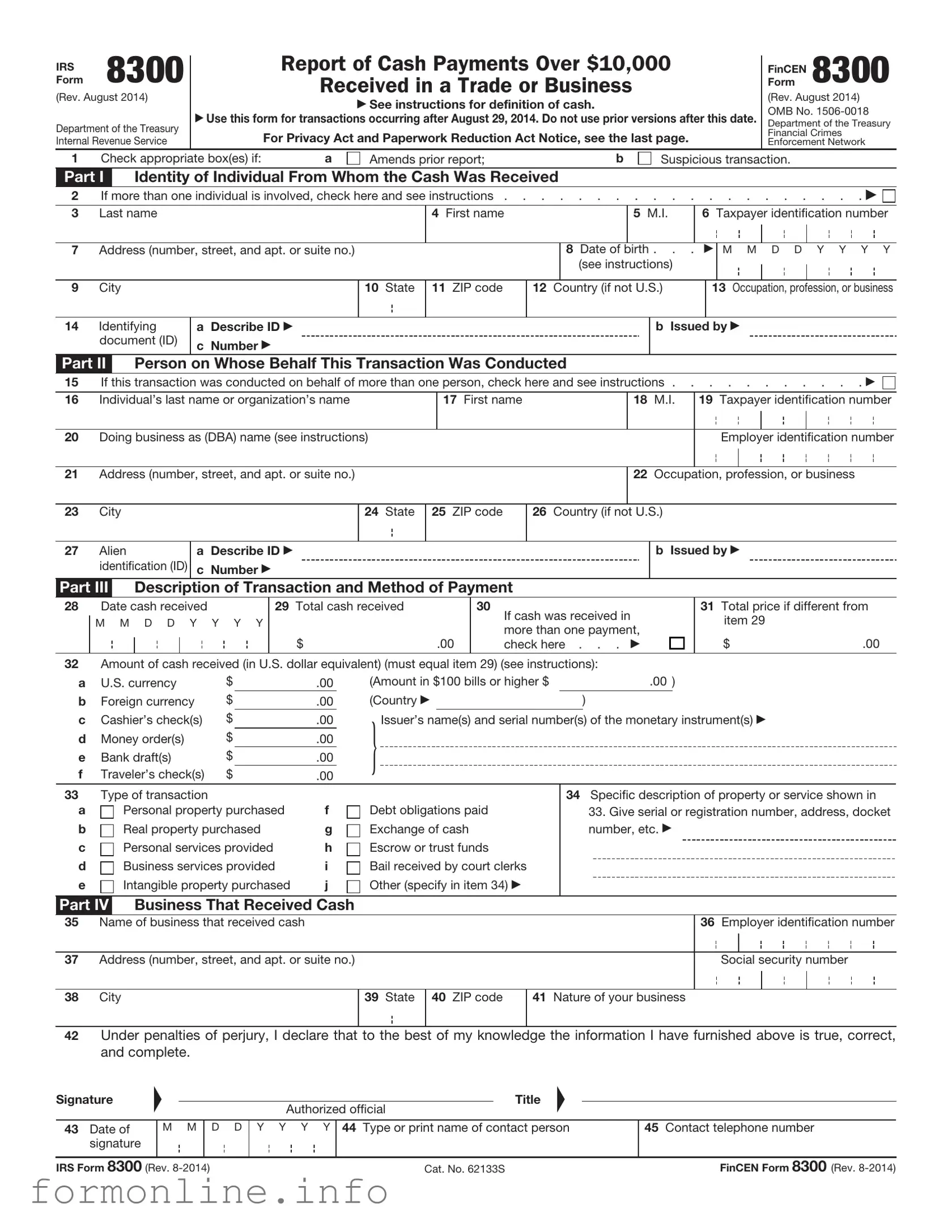Fill Out a Valid IRS 8300 Form