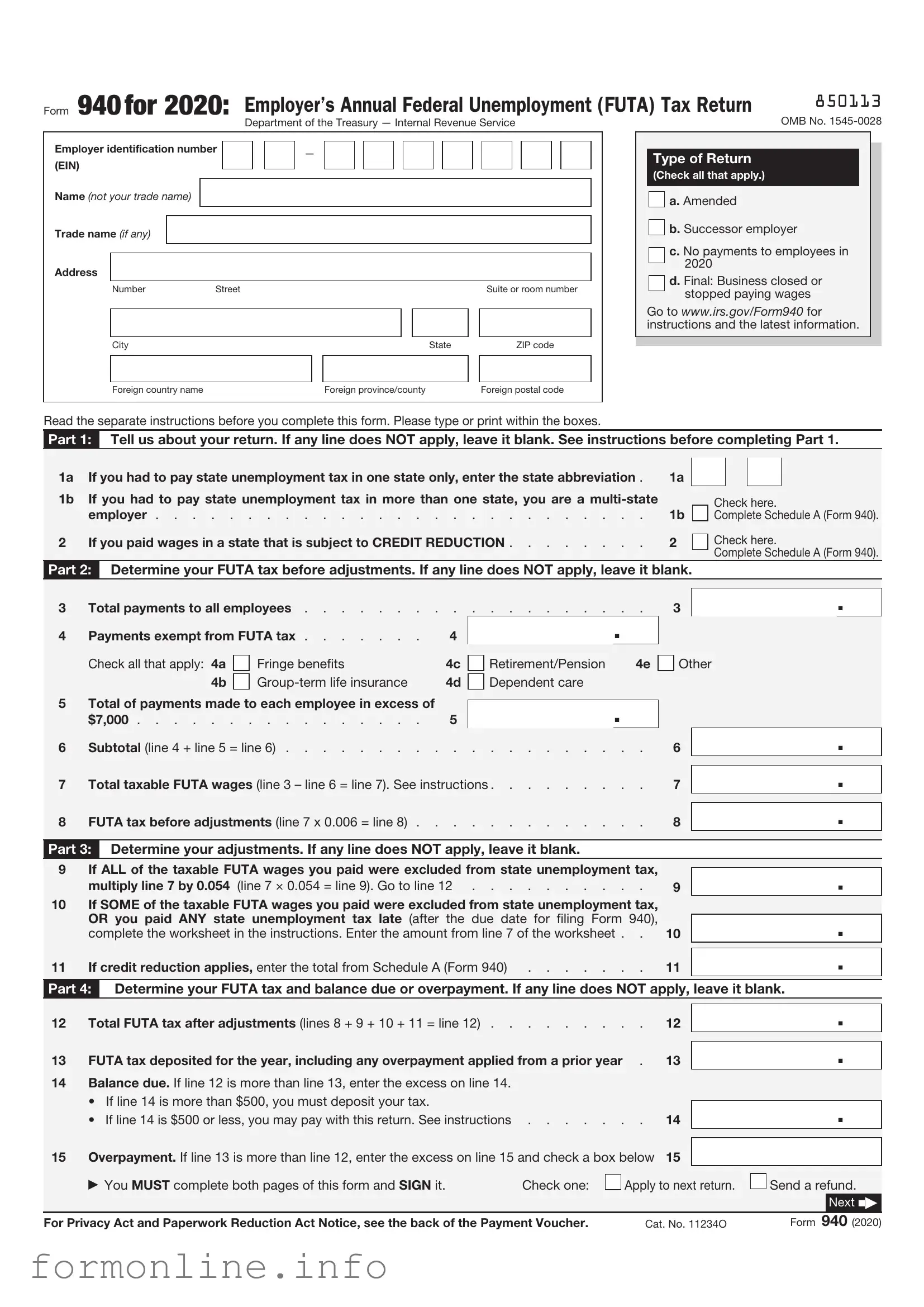 Fill Out a Valid IRS 940 Form