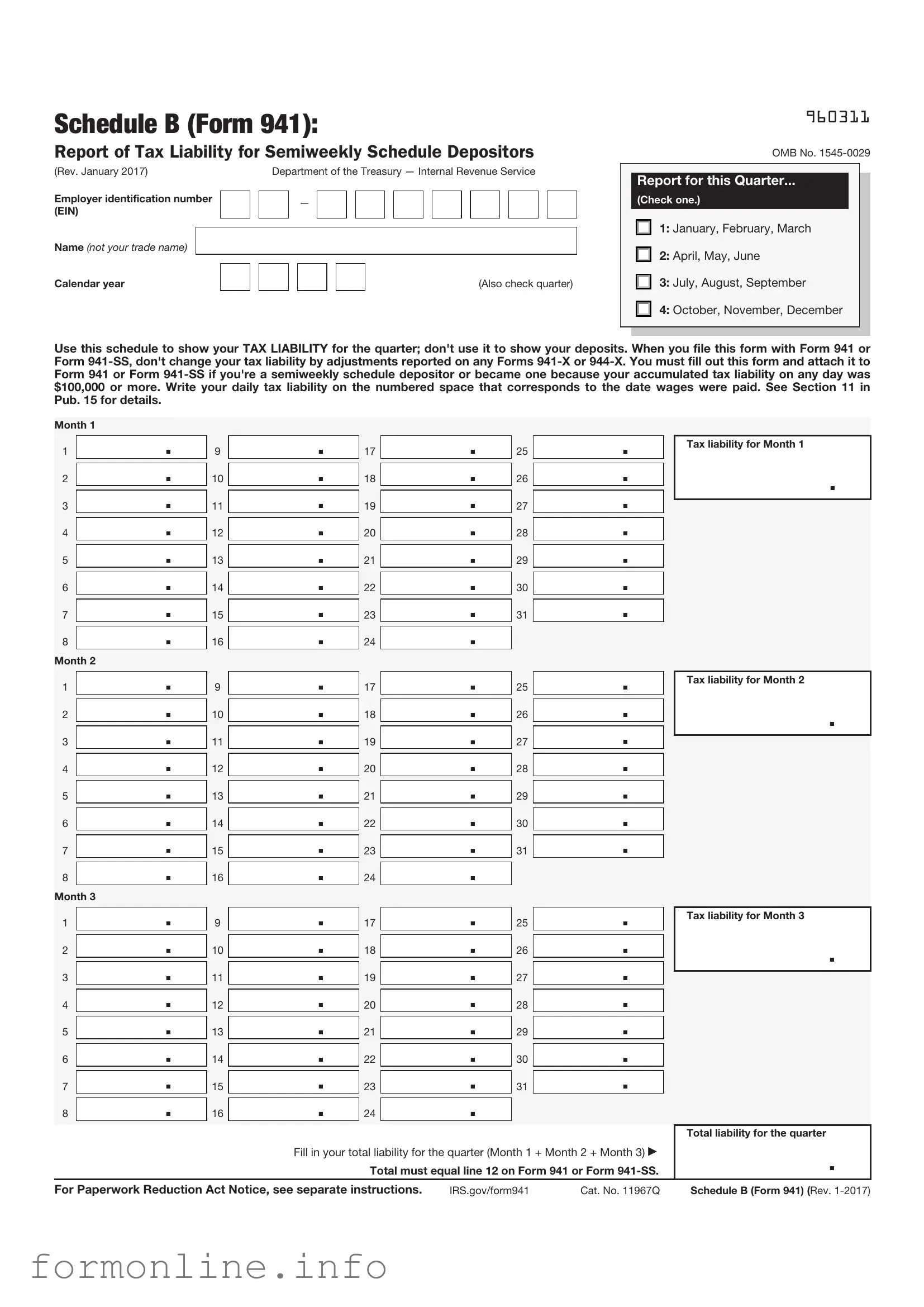 Fill Out a Valid IRS Schedule B 941 Form
