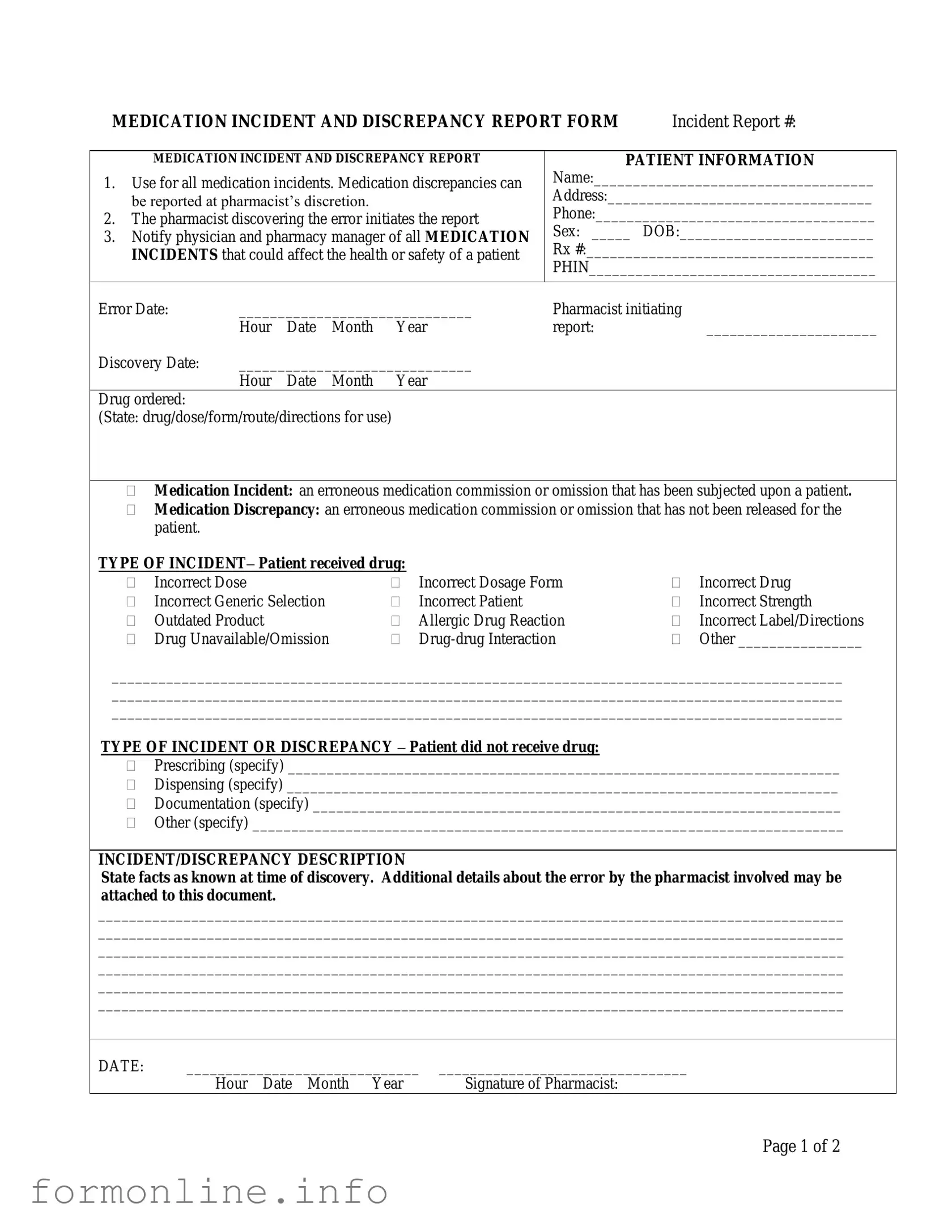 Fill Out a Valid Medication Error Form