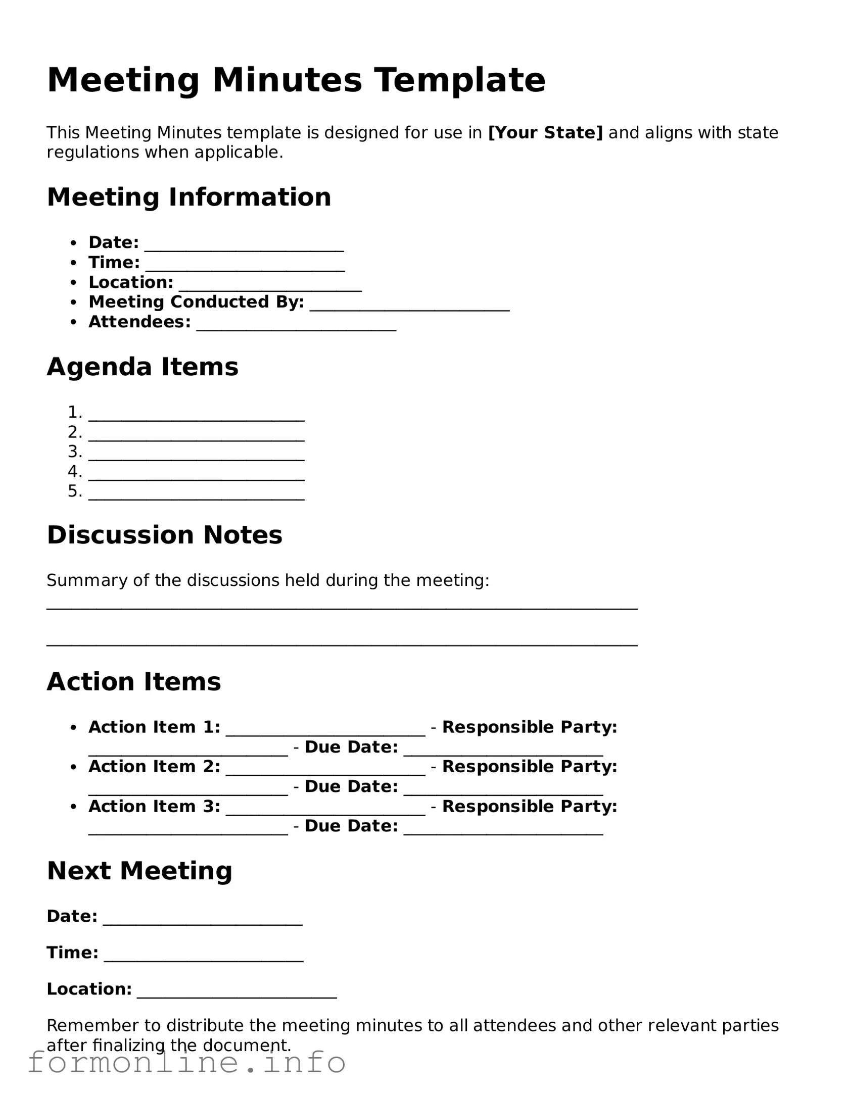 Printable Meeting Minutes Form