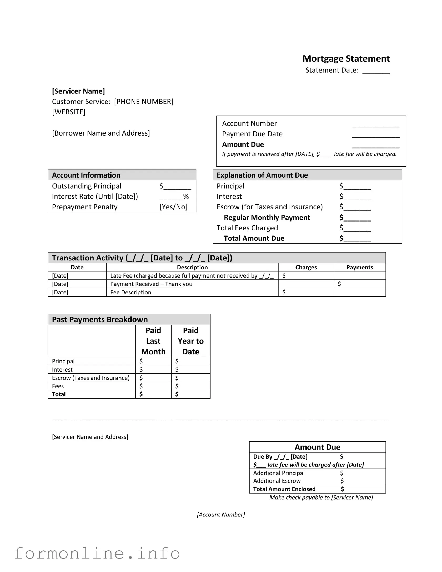 Fill Out a Valid Mortgage Statement Form