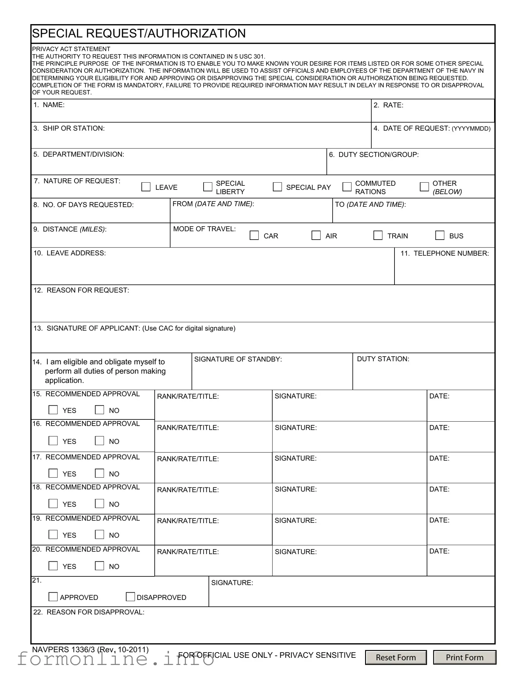 Fill Out a Valid Navpers 1336 3 Form