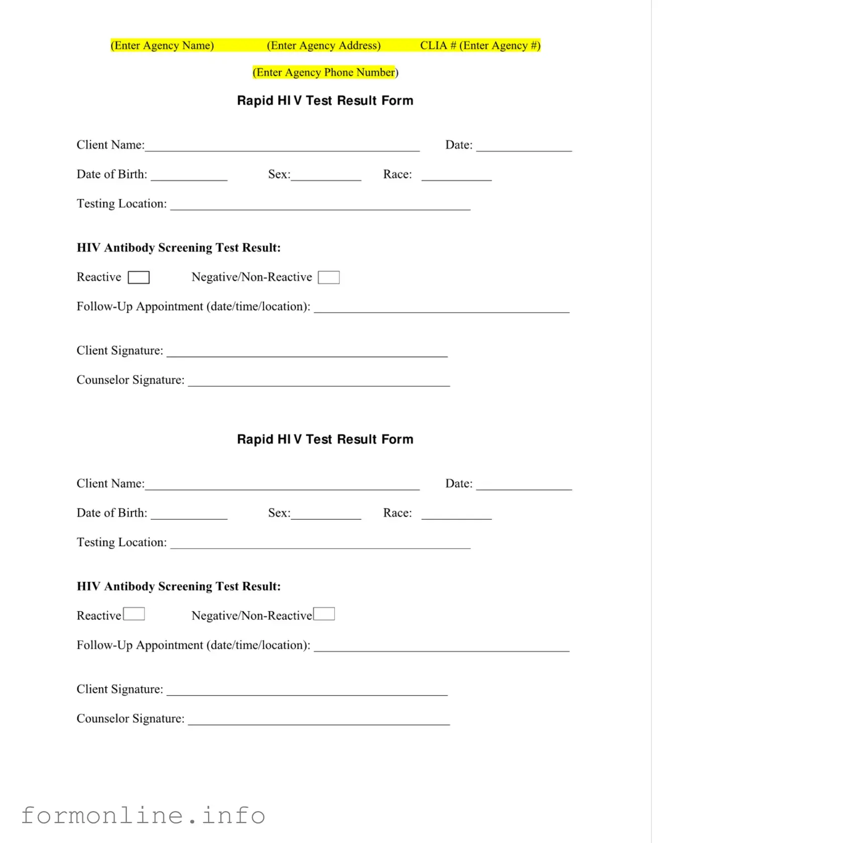 Fill Out a Valid Negative Hiv Test Form