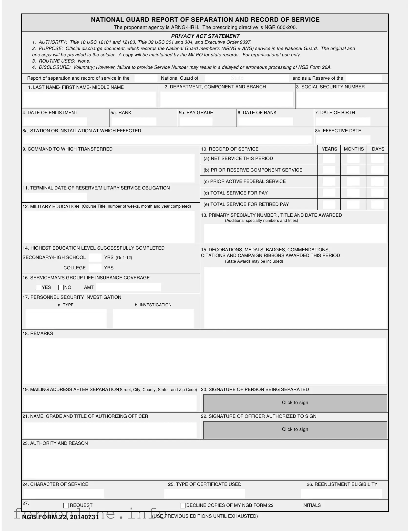 Fill Out a Valid Ngb 22 Form