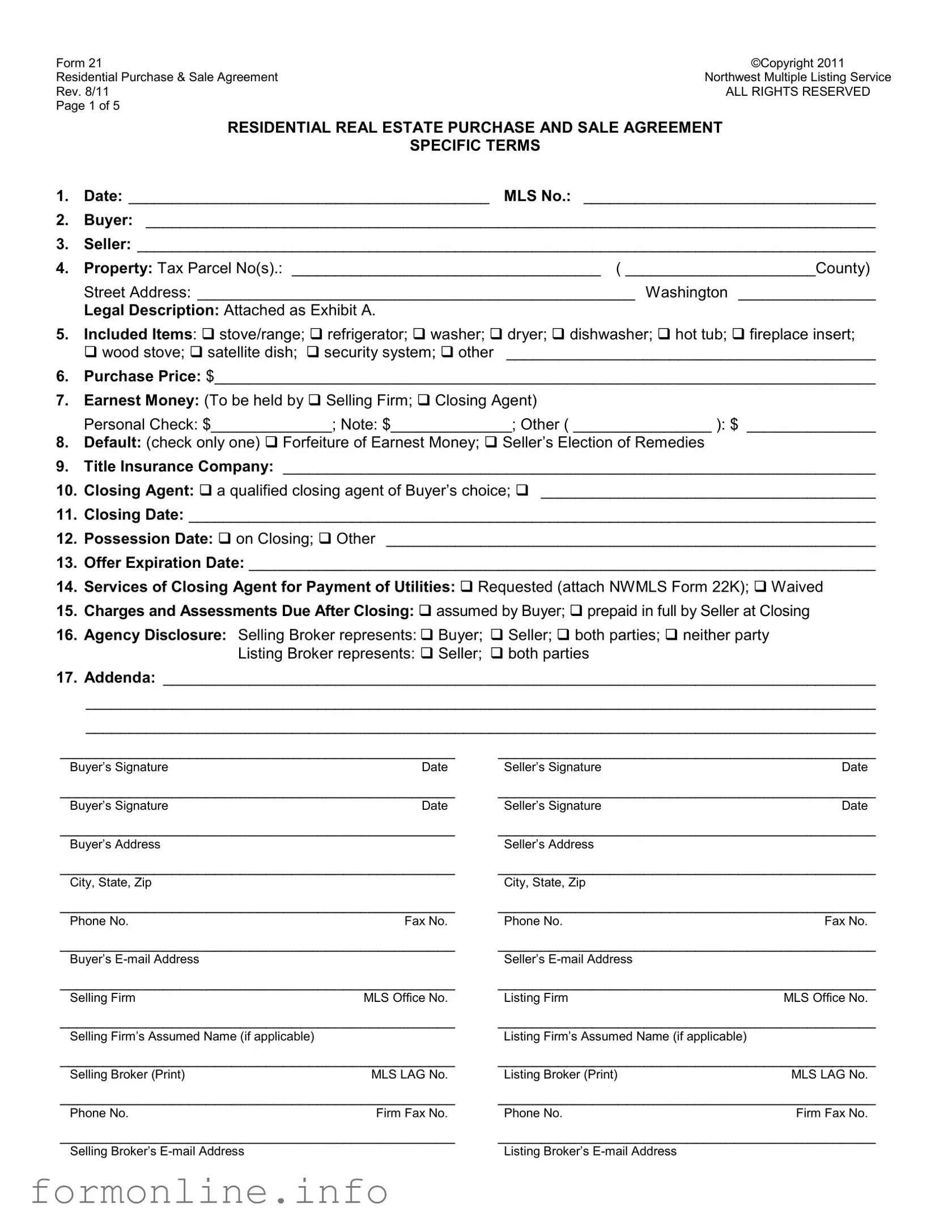 Fill Out a Valid Nwmls 21 Form