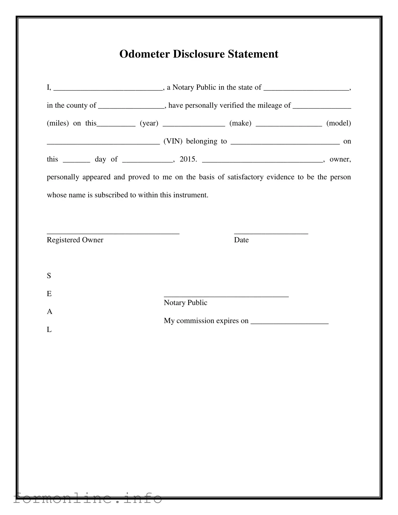 Fill Out a Valid Notarized Odometer Statement Form