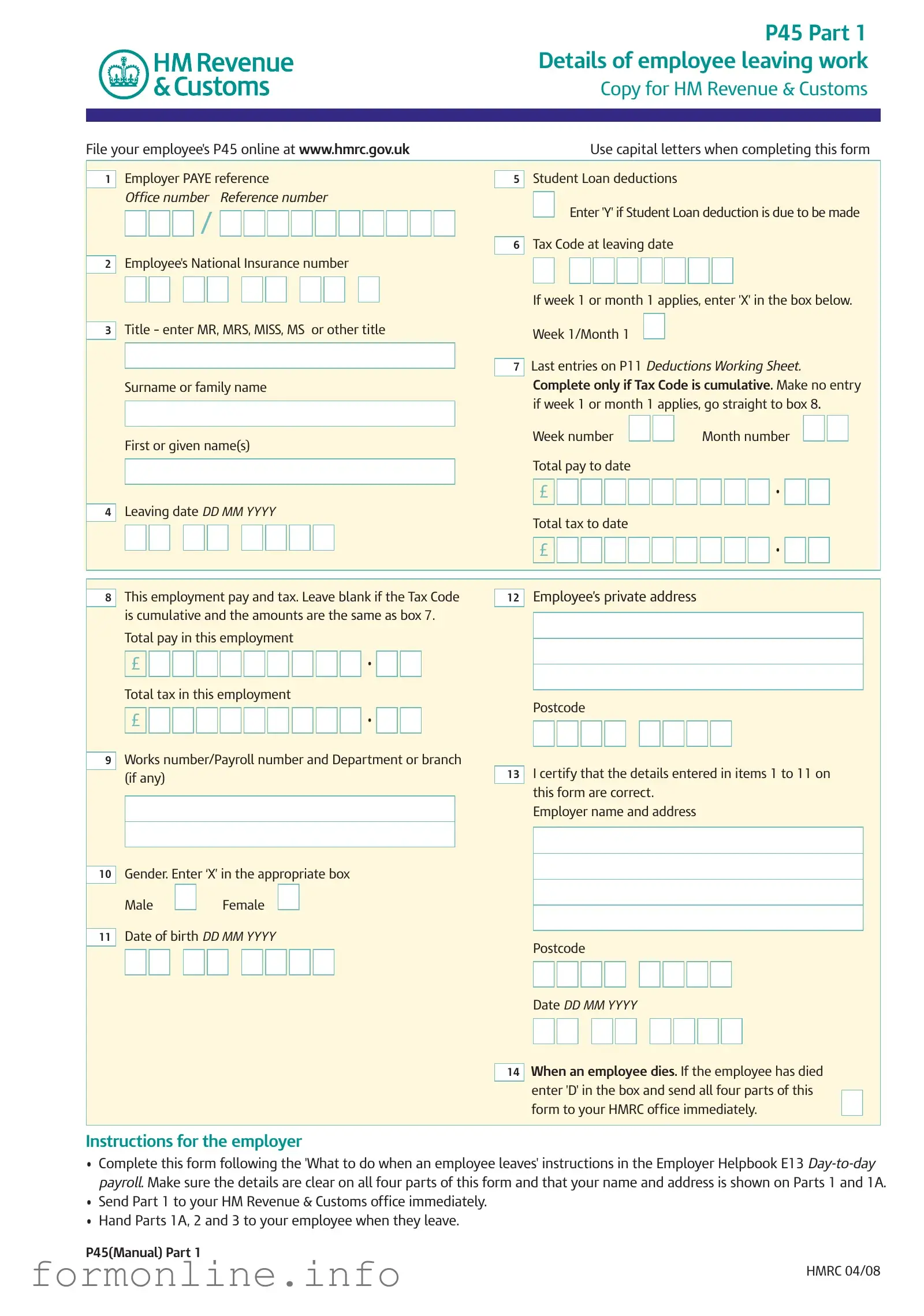 Fill Out a Valid P 45 It Form