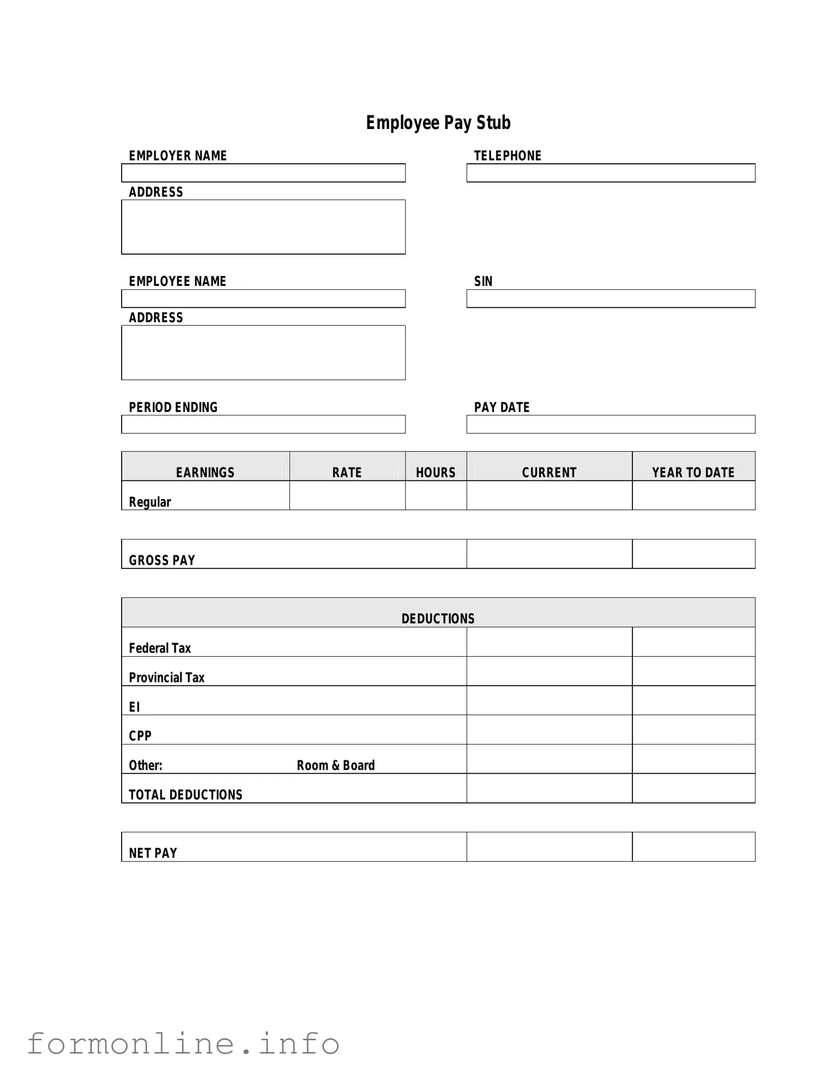 Fill Out a Valid Pay Stub Form