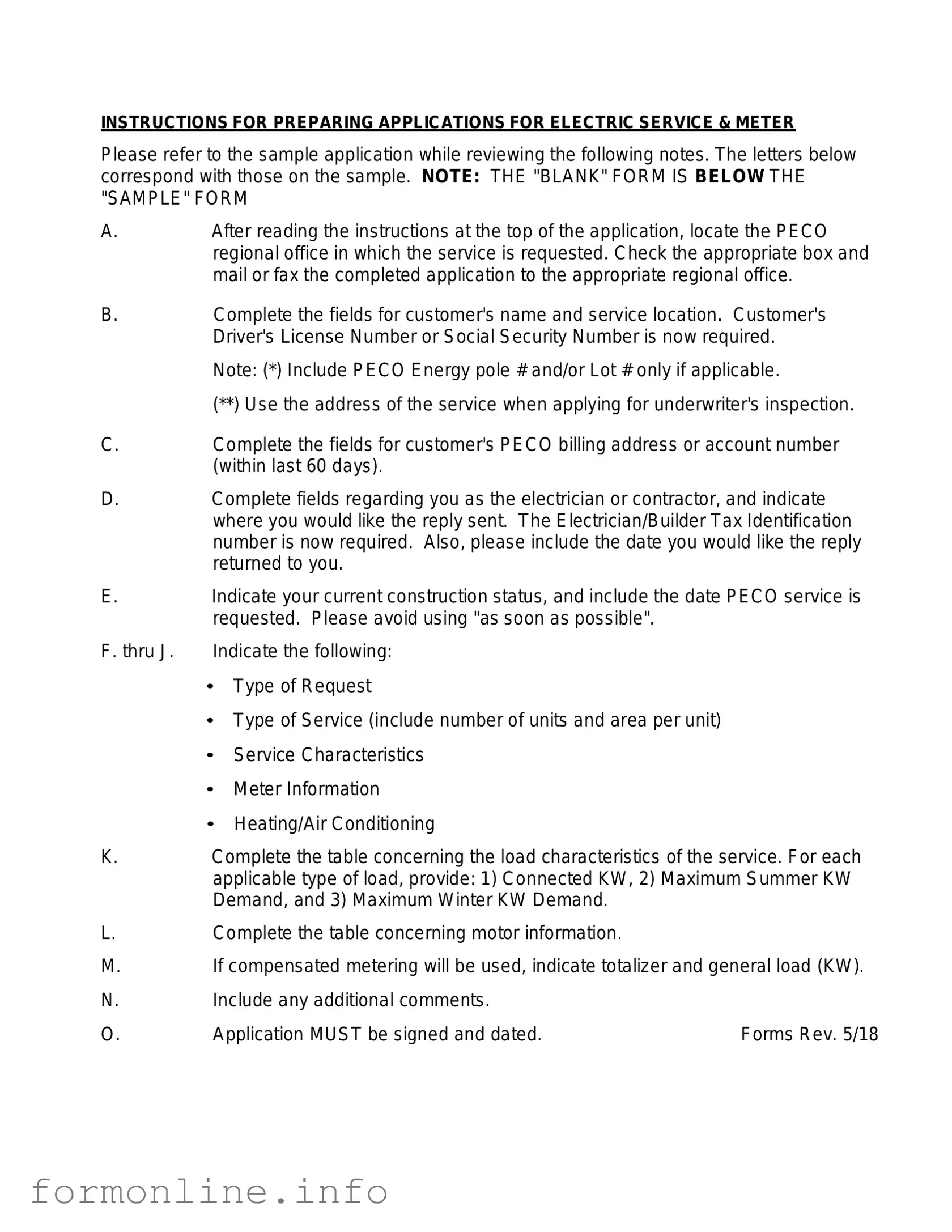 Fill Out a Valid Peco Service And Meter Application Form