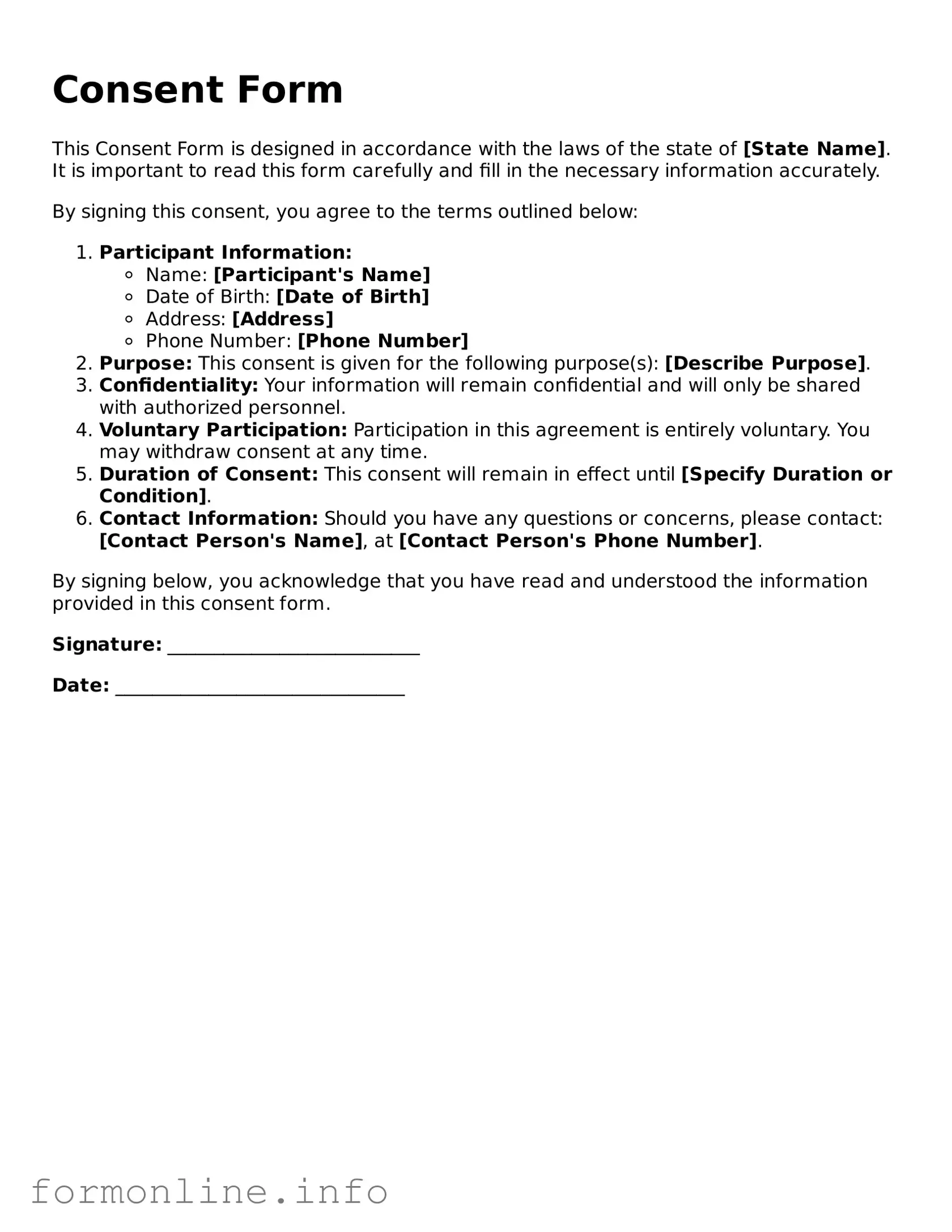 Printable Consent Form