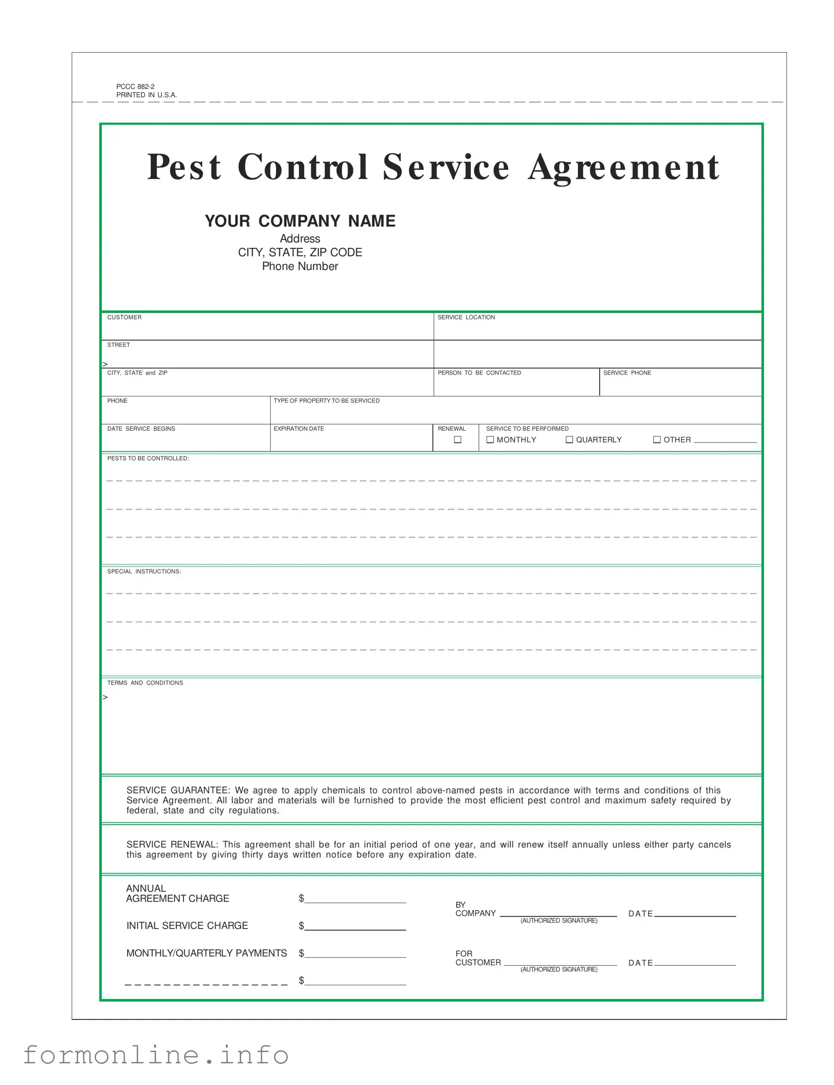Fill Out a Valid Pest Control Contract Form