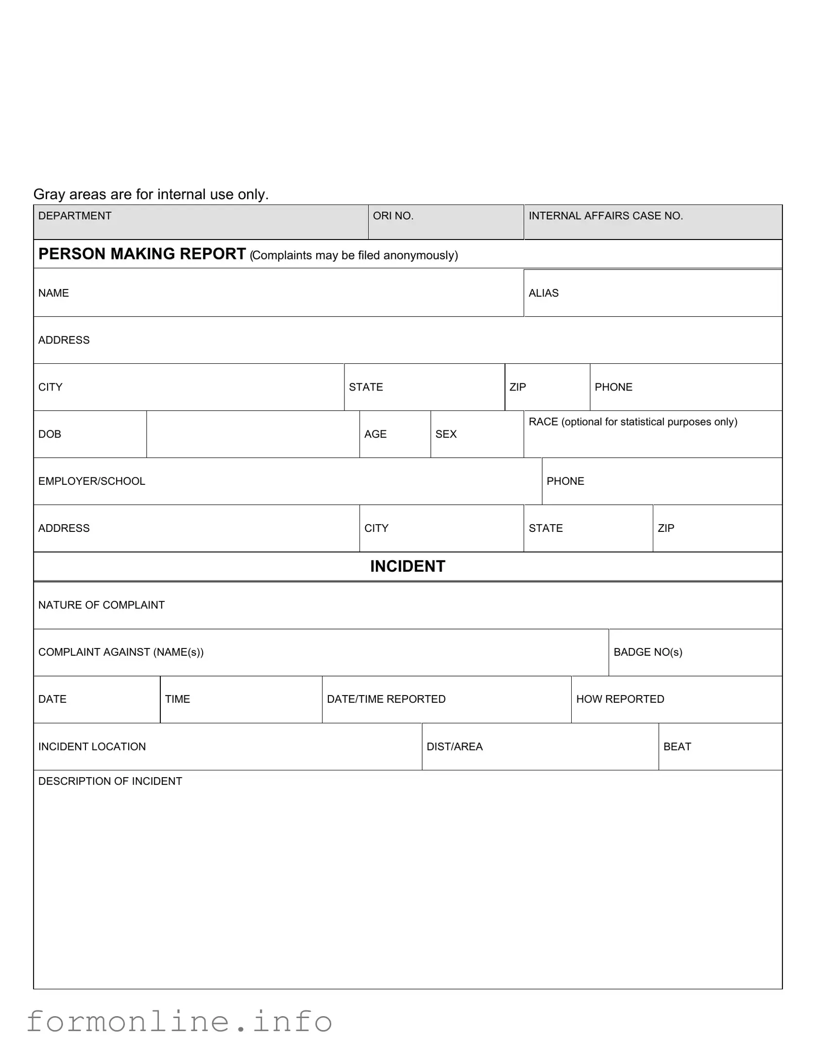 Fill Out a Valid Police Report Form