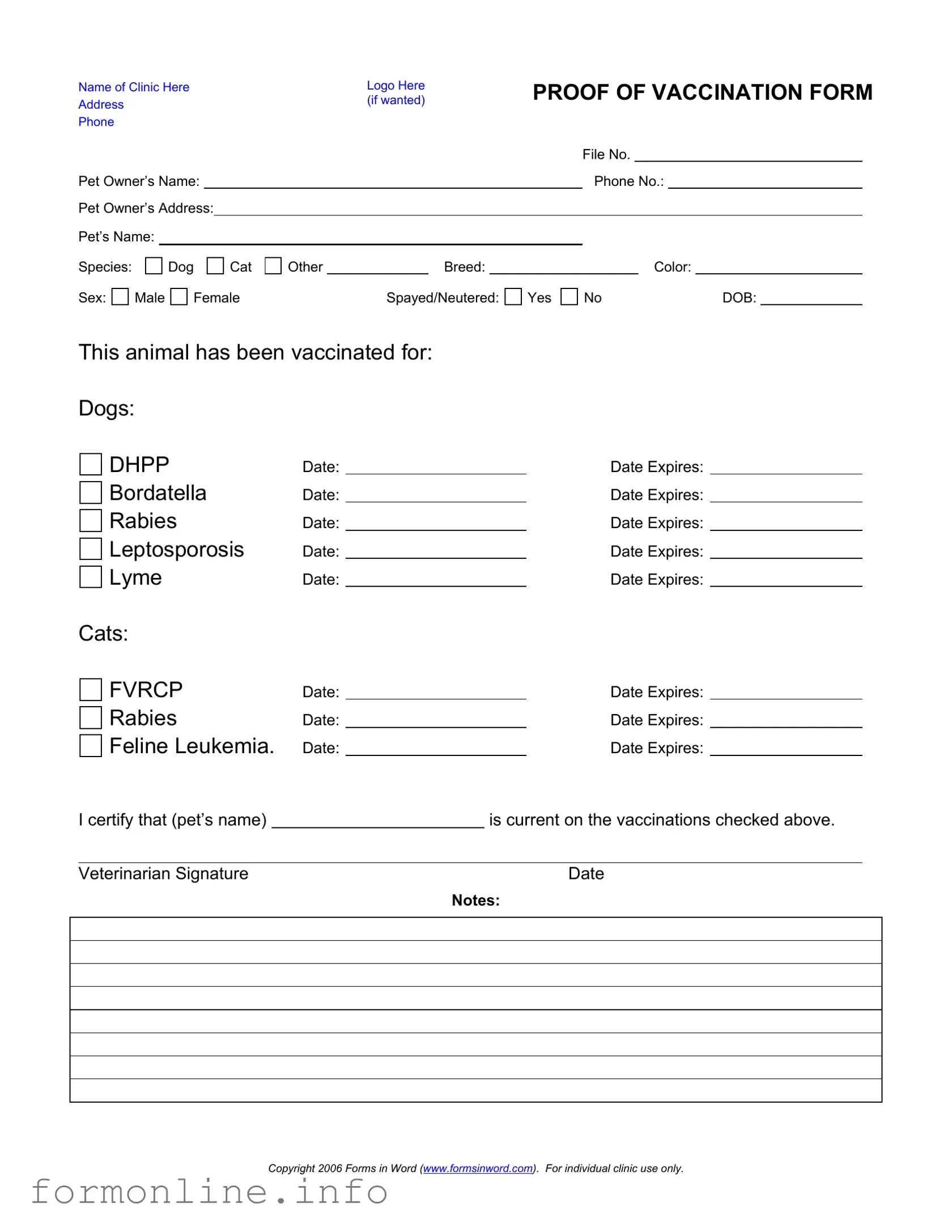 Fill Out a Valid Proof Of Vaccination Dog Form