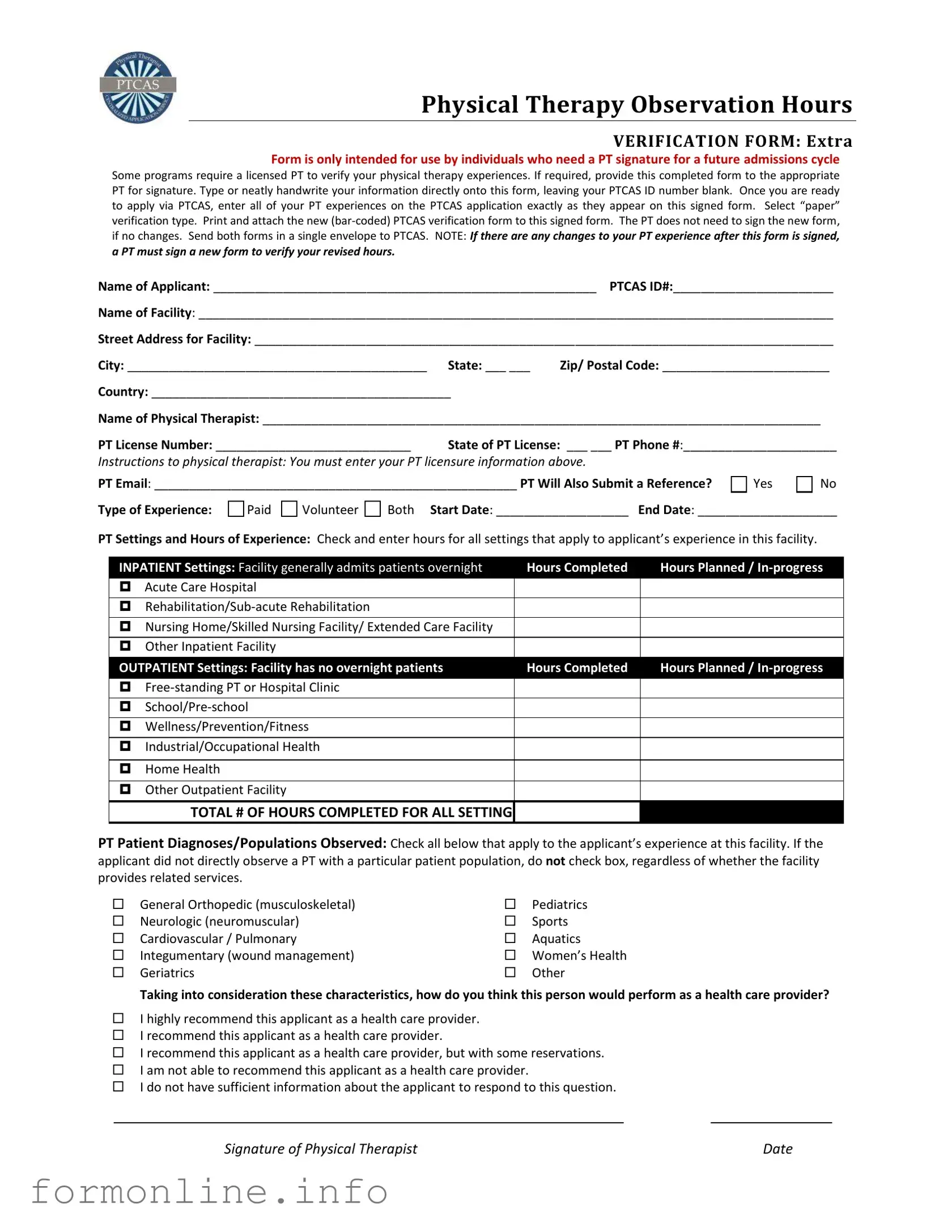 Fill Out a Valid Ptcas Form