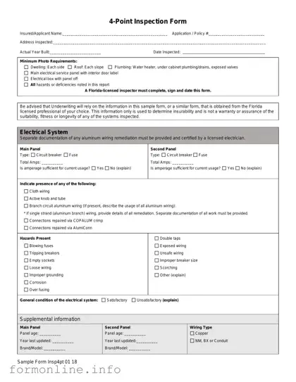 Fill Out a Valid 4 Point Inspection Form