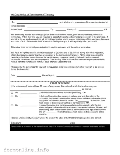 Fill Out a Valid 90 Day Notice To Move Out Form