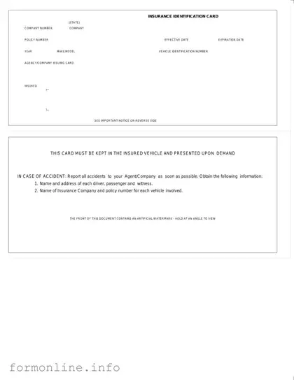 Fill Out a Valid Auto Insurance Card Form