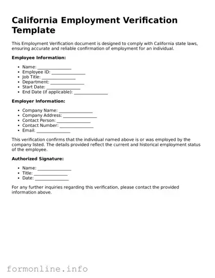 Free Employment Verification Template for California State